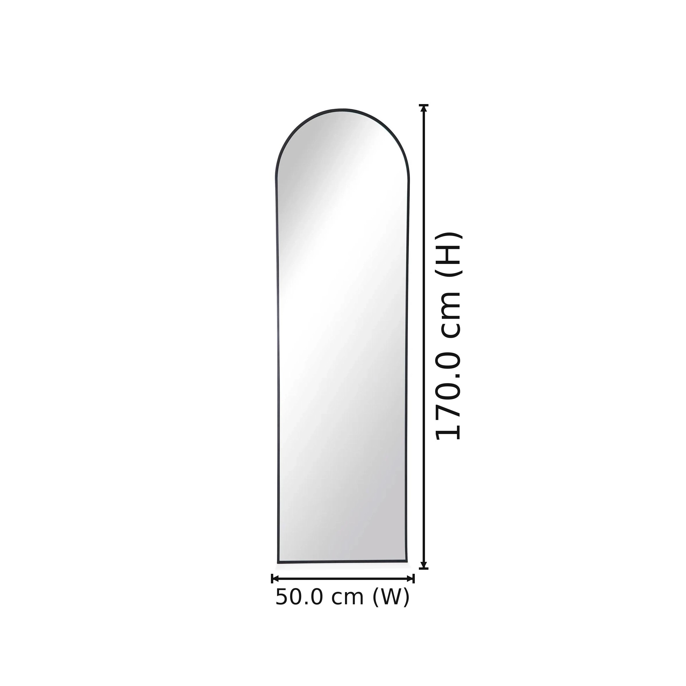 2 Arch Black Floor Mirror - 170cm x 50cm, 2 of 8