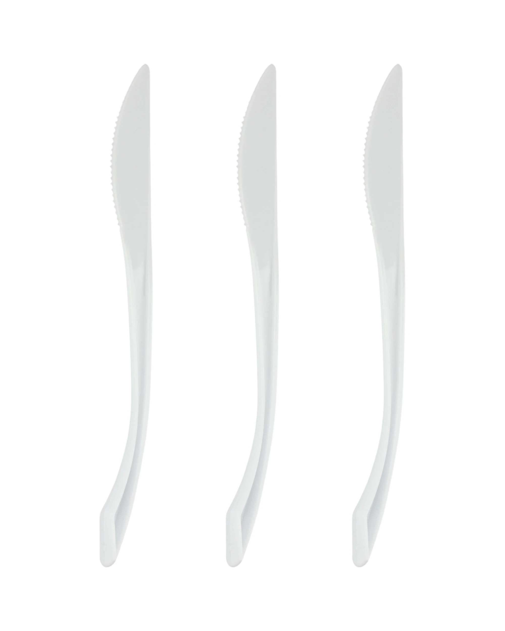 1 Partyware White Flair Reusable Plastic Knives Pack of 50 - White, 1 of 2