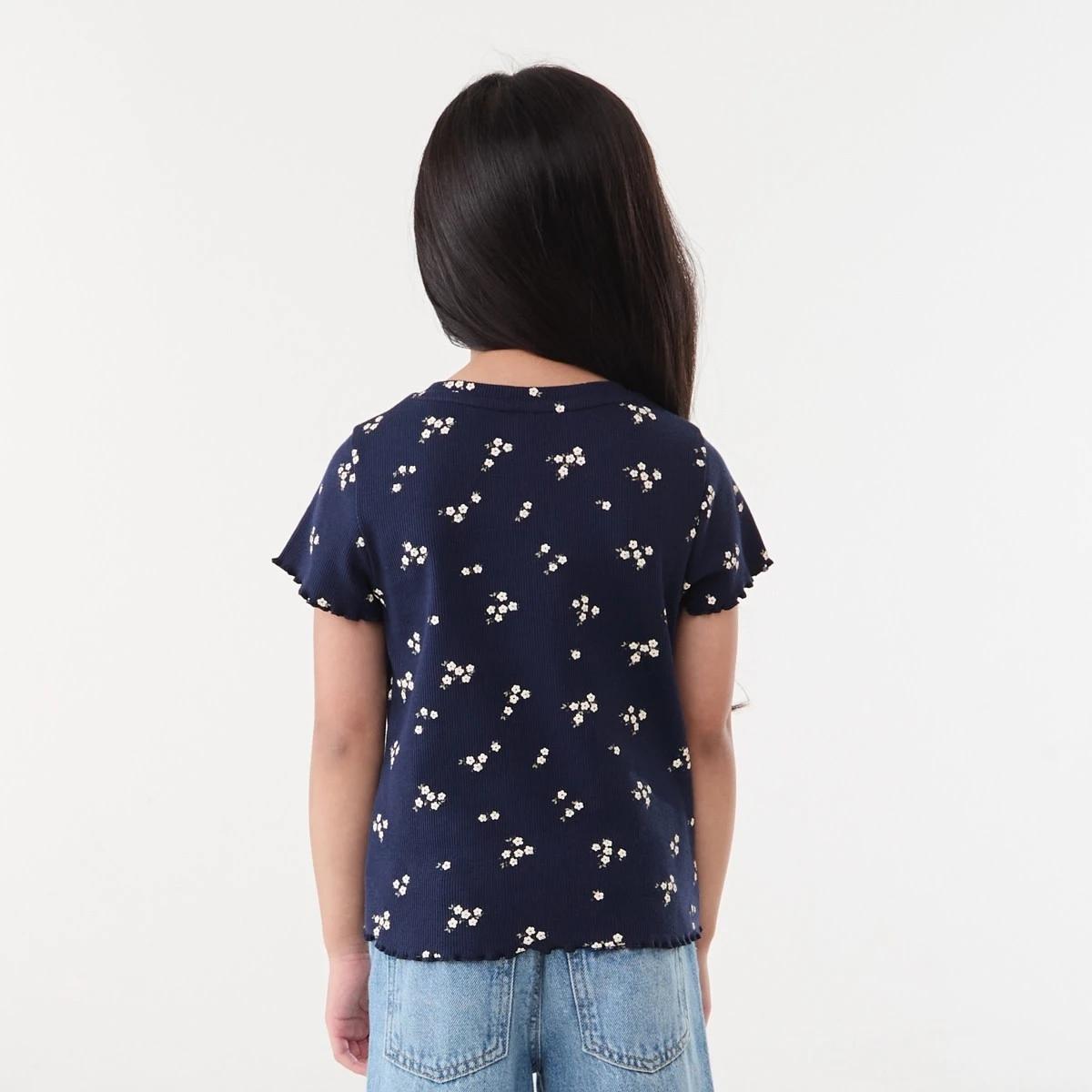 2 Short Sleeve Rib T-shirt FLORAL DITZY NAVY, 2 of 6