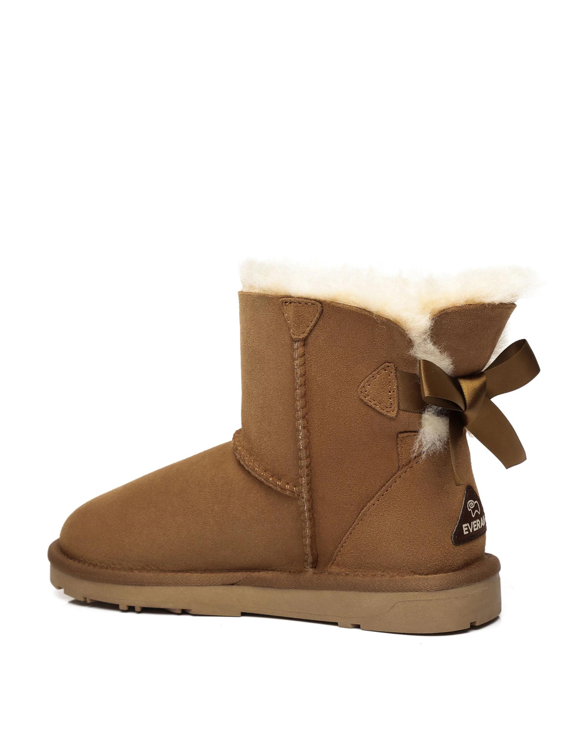 3 Everau Womens Mini Back Bow UGG Boots CHESTNUT, 3 of 5