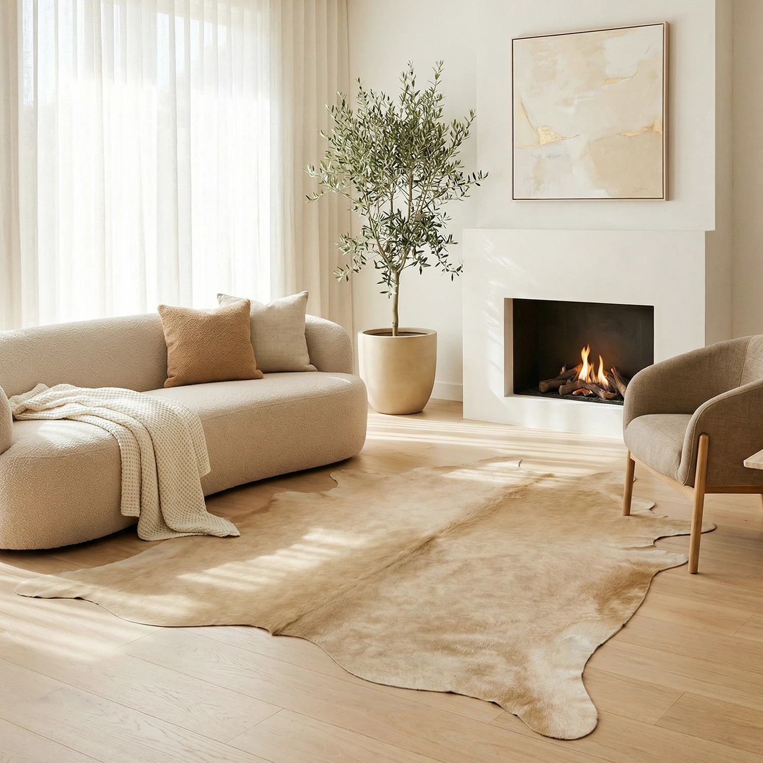 3 Common Ground Rugs Premium Brazilian Cow Hide 200x150 approxcm - Medium Floor Rug - Beige, 3 of 3