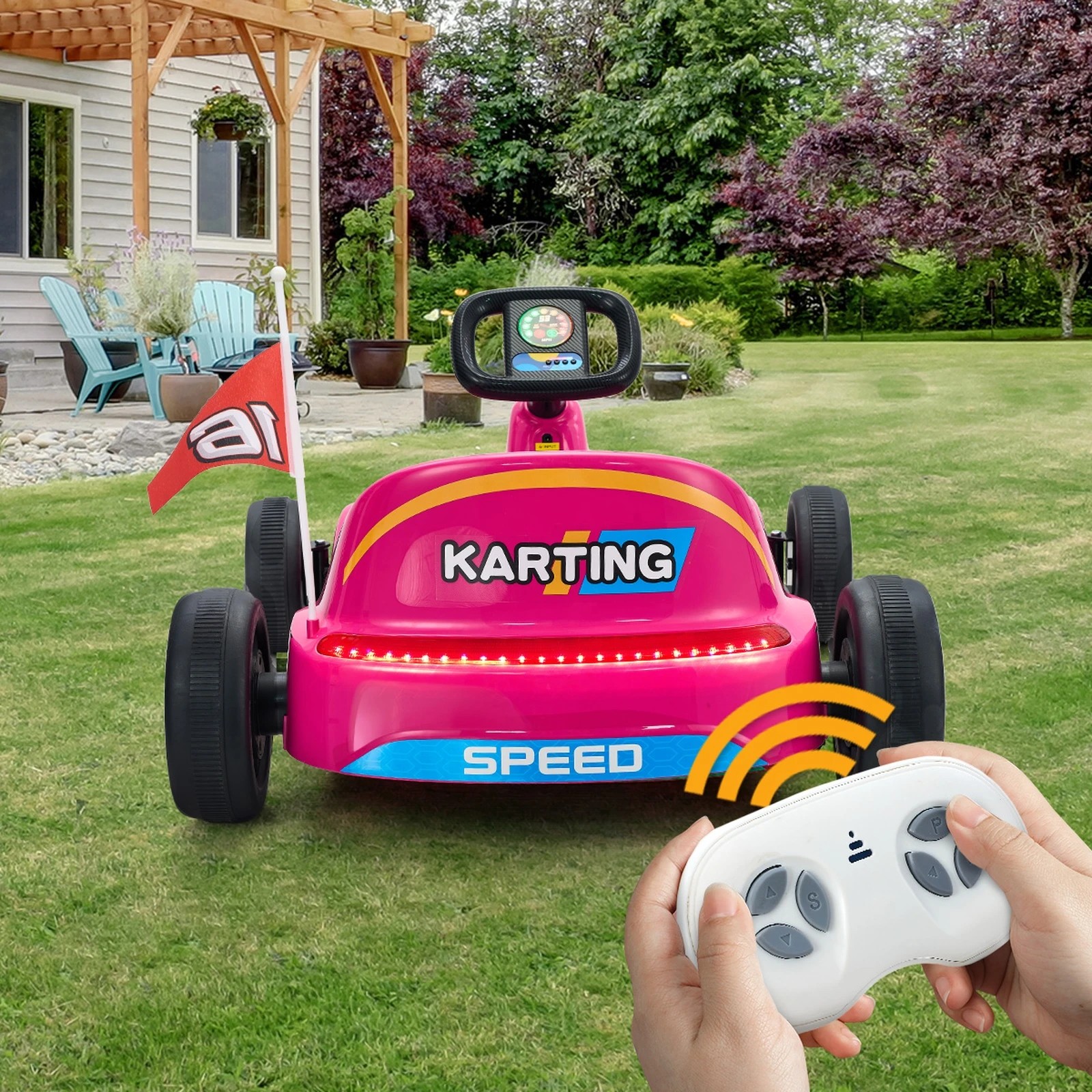 9 Mazam Kids Ride On Car Electric Kart Bluetooth Light Music Remote Control
 - Pink, 9 of 10