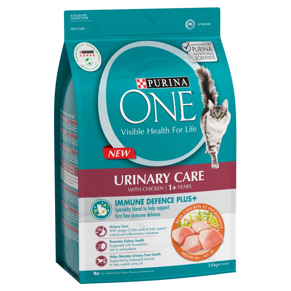1 Purina One Adult Urinary Care Chicken Cat Dry Food 2.8kg, 1 of 1