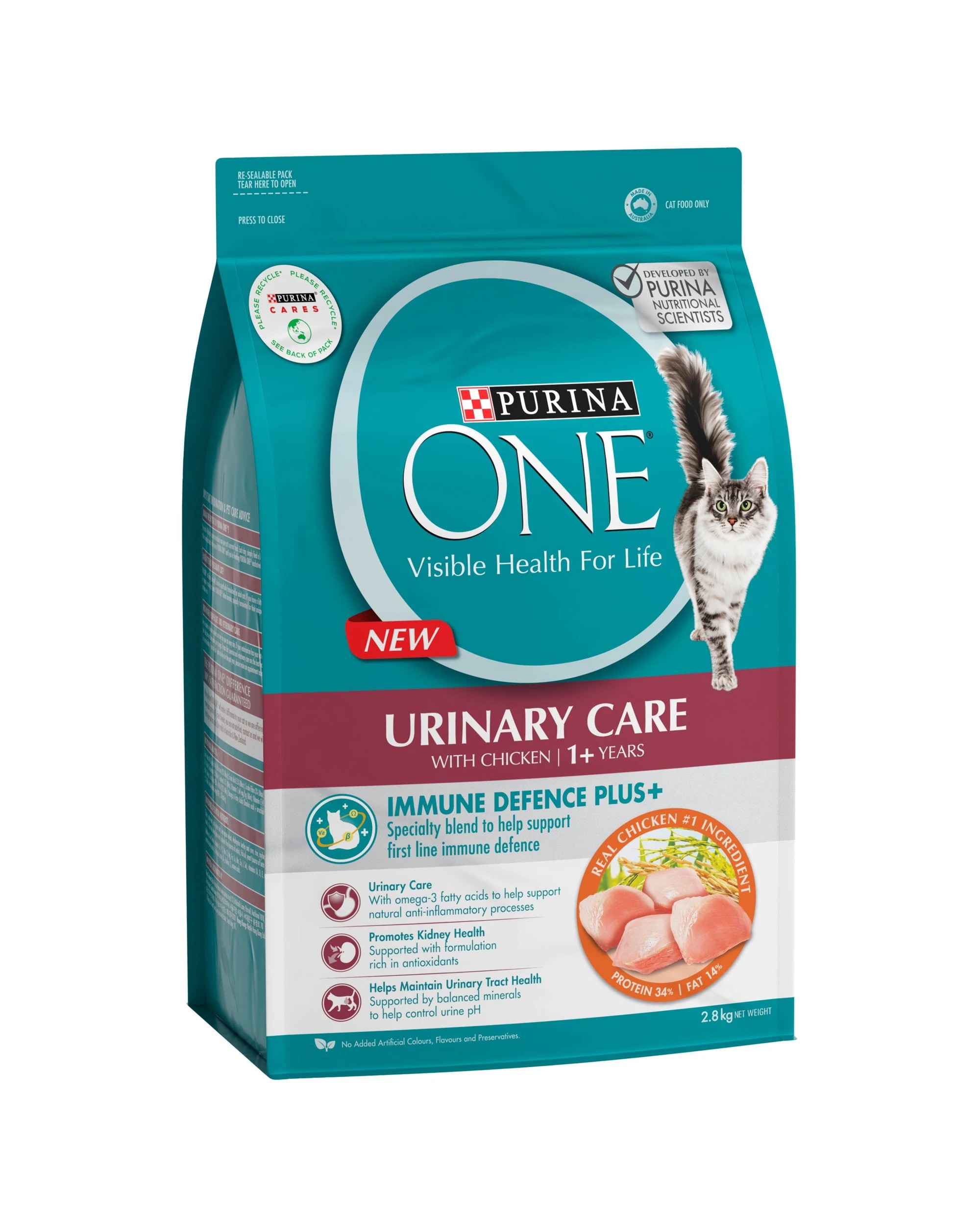 1 Purina One Adult Urinary Care Chicken Cat Dry Food 2.8kg, 1 of 1