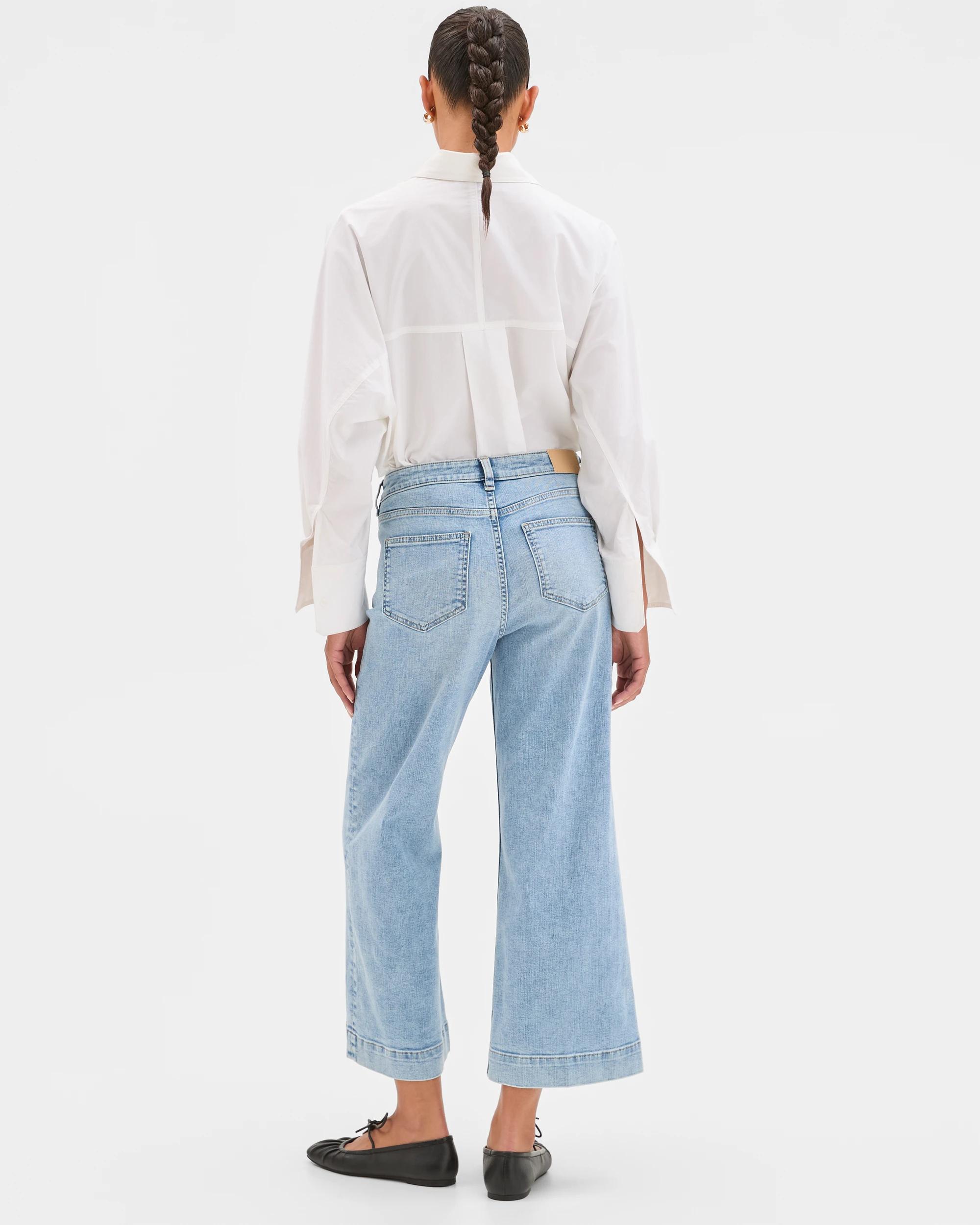 4 Target Woman Kelsey Crop Length Wide Leg Denim Jeans RIMINI WASH, 4 of 5
