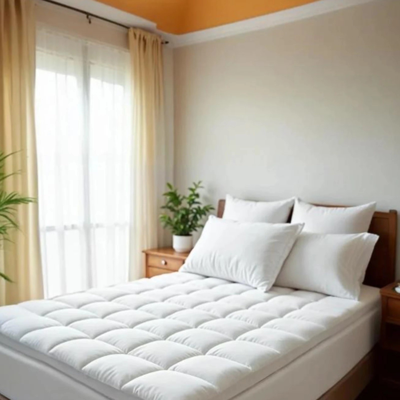 1 Royal Comfort Fitted Foam Cover Underlay Goose Mattress Topper 1000GSM - Queen Bed - White, 1 of 7