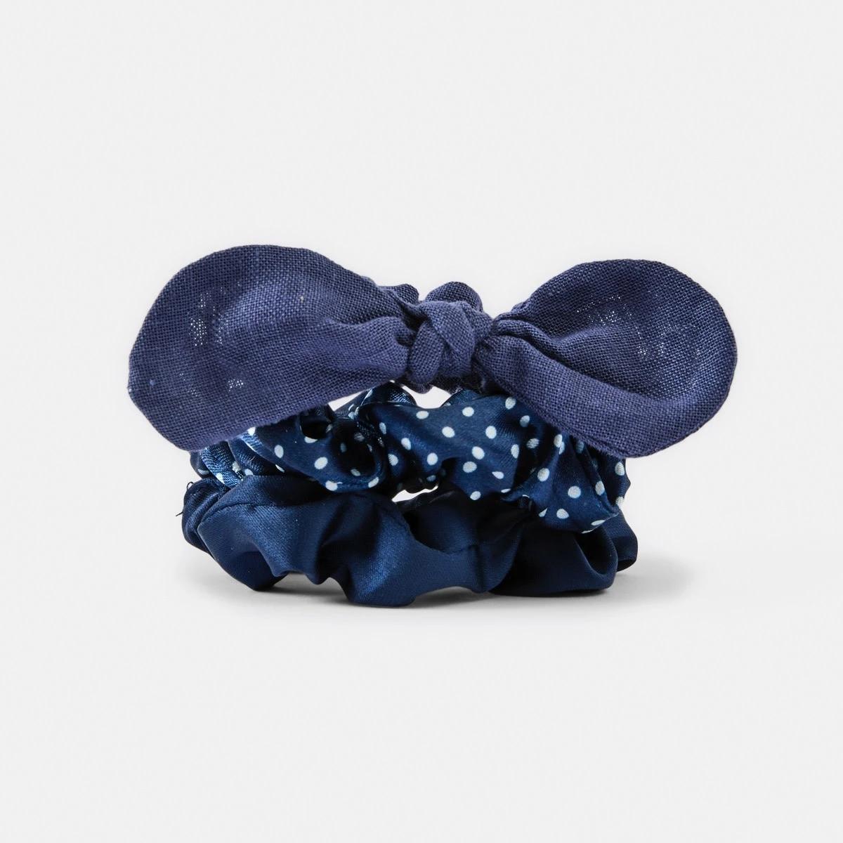 1 3 Pack Mixed Hair Scrunchies Nvy Sphire, 1 of 4