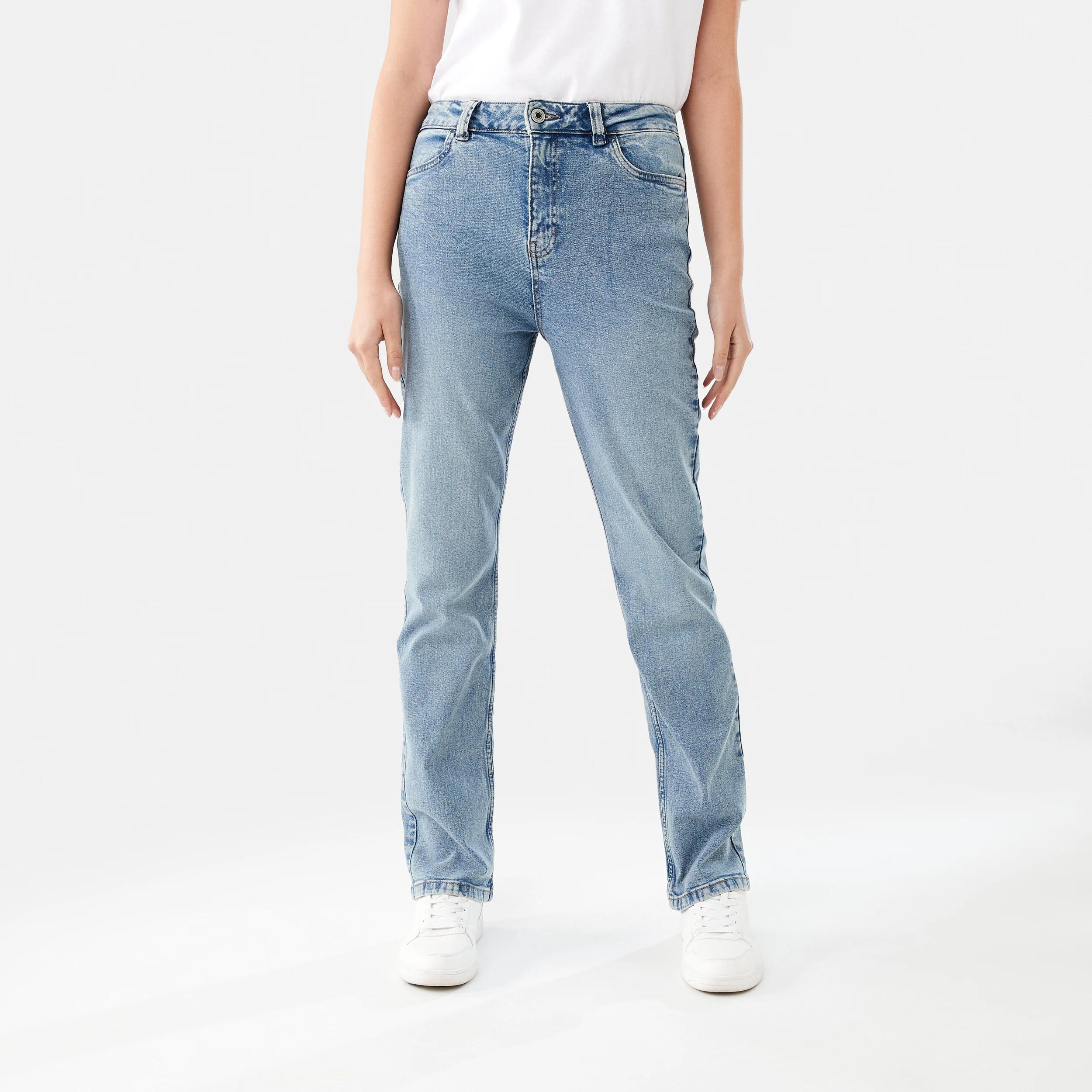 1 High Rise Straight Jeans MID WASH, 1 of 9