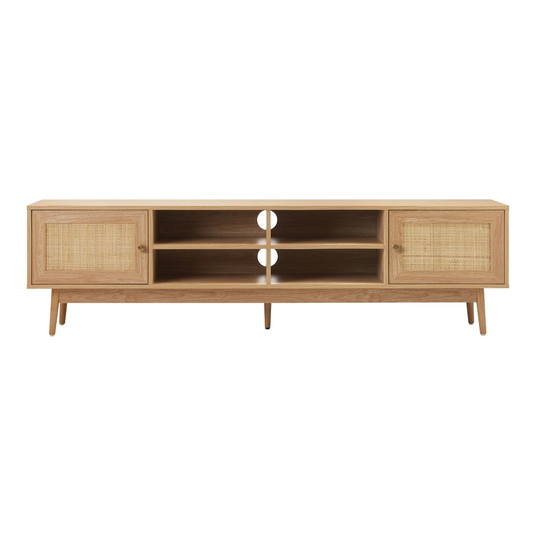 7 Oikiture Tv Cabinet Entertainment Unit Rattan Drawers 180cm
 - Natural, 7 of 10