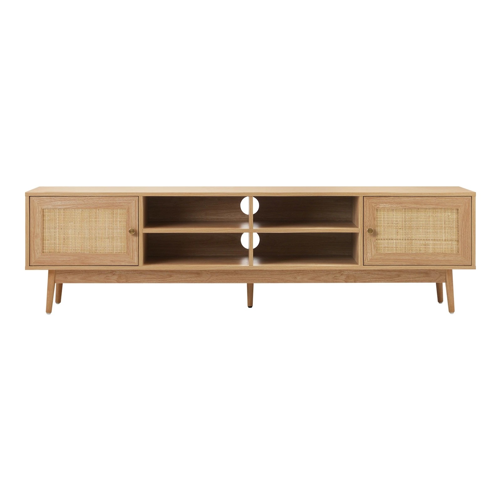 6 Oikiture Tv Cabinet Entertainment Unit Rattan Drawers 180cm
 - Natural, 6 of 8