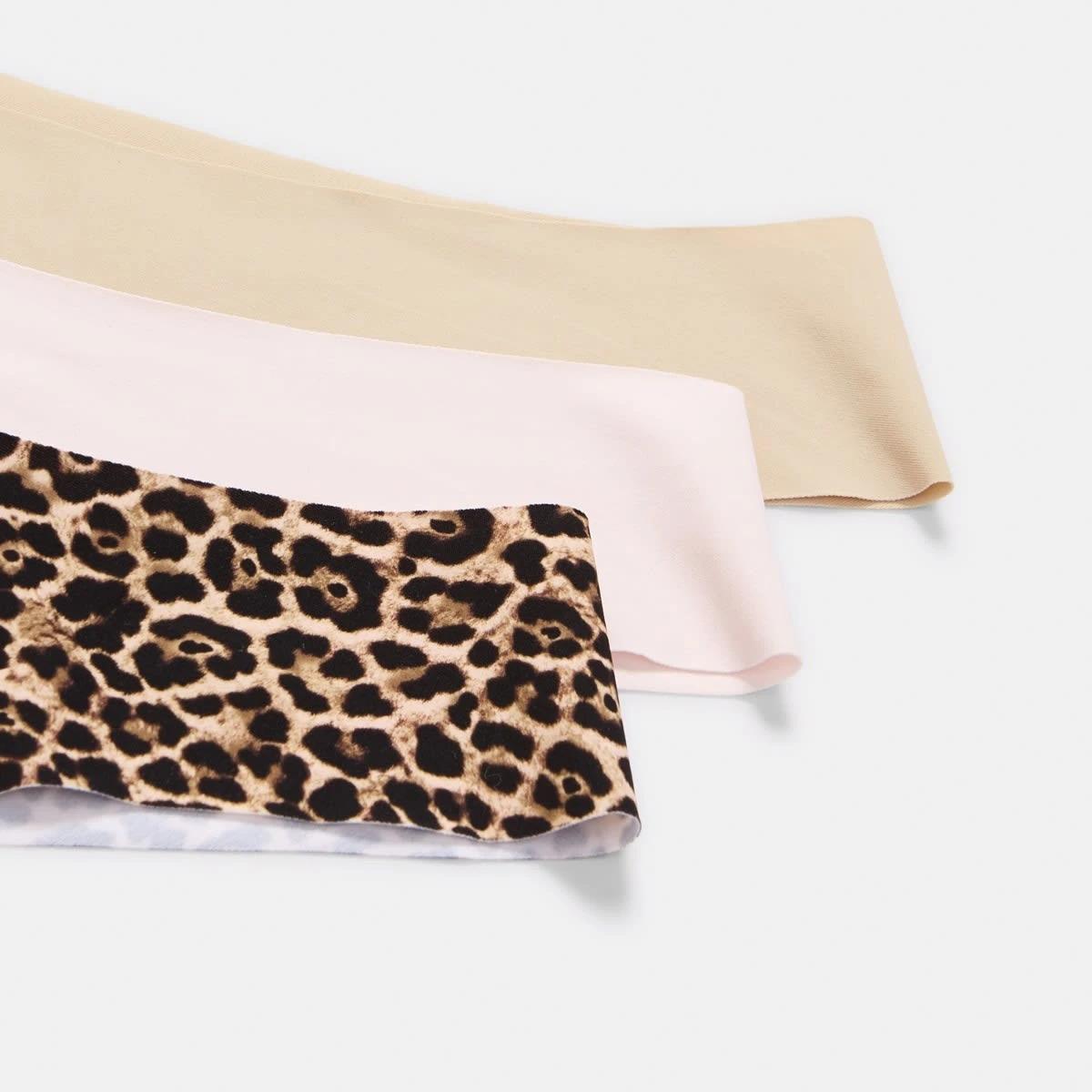 3 3 Pack No Show G-String Briefs LEOPARD, PINK CHALK, LIGHT FAWN, 3 of 8