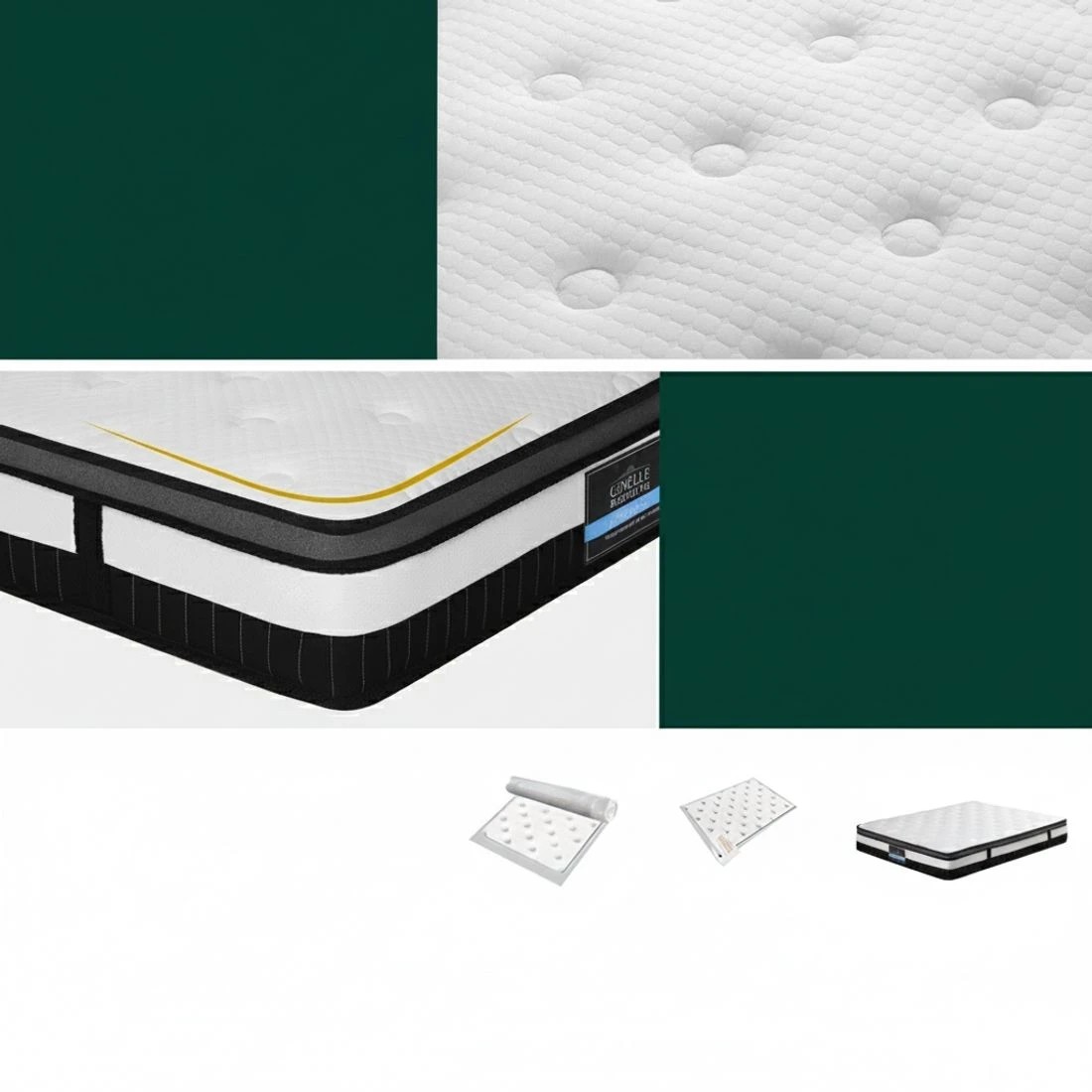 7 Giselle Bedding 30cm Mattress Medium Firm Euro Top Pocket Spring Hybrid - Queen Bed - White, 7 of 7