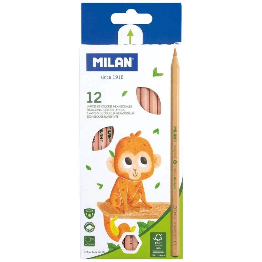 1 Milan FSC Hexagonal Coloured Pencils 12 Pack, 1 of 8