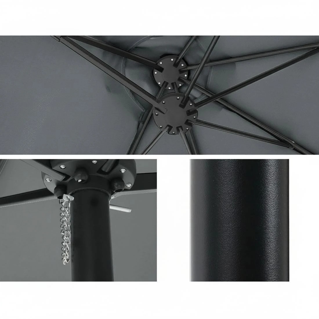 6 Instahut 4.57m Outdoor Umbrella Beach Pole Garden Tilt - Charcoal, 6 of 6