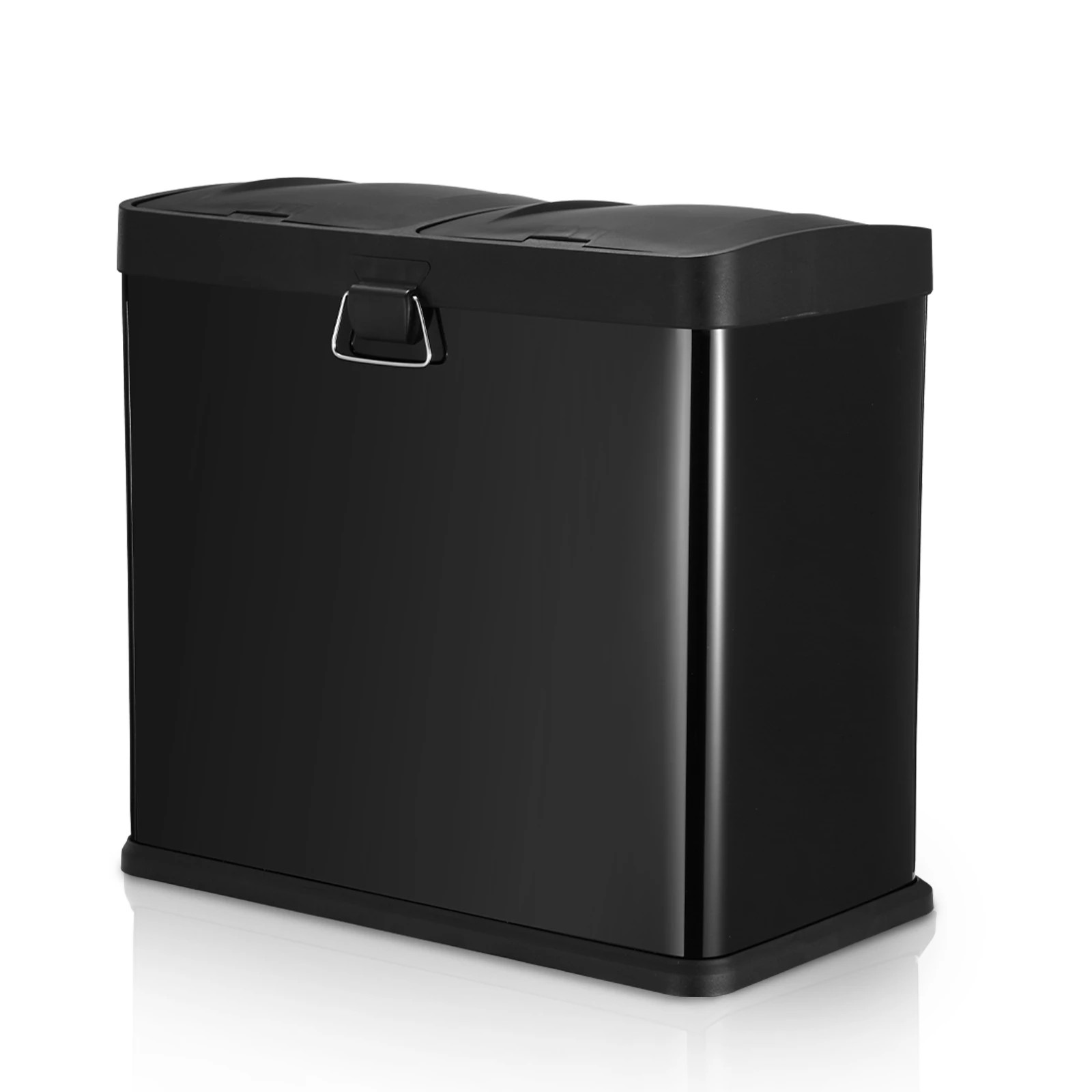 5 Maxkon 60L Rubbish Bin Dual Compartment Dustbin Pedal Recycling Trashcan Modern Kitchen Waste Garbage Coated Steel Black, 5 of 8