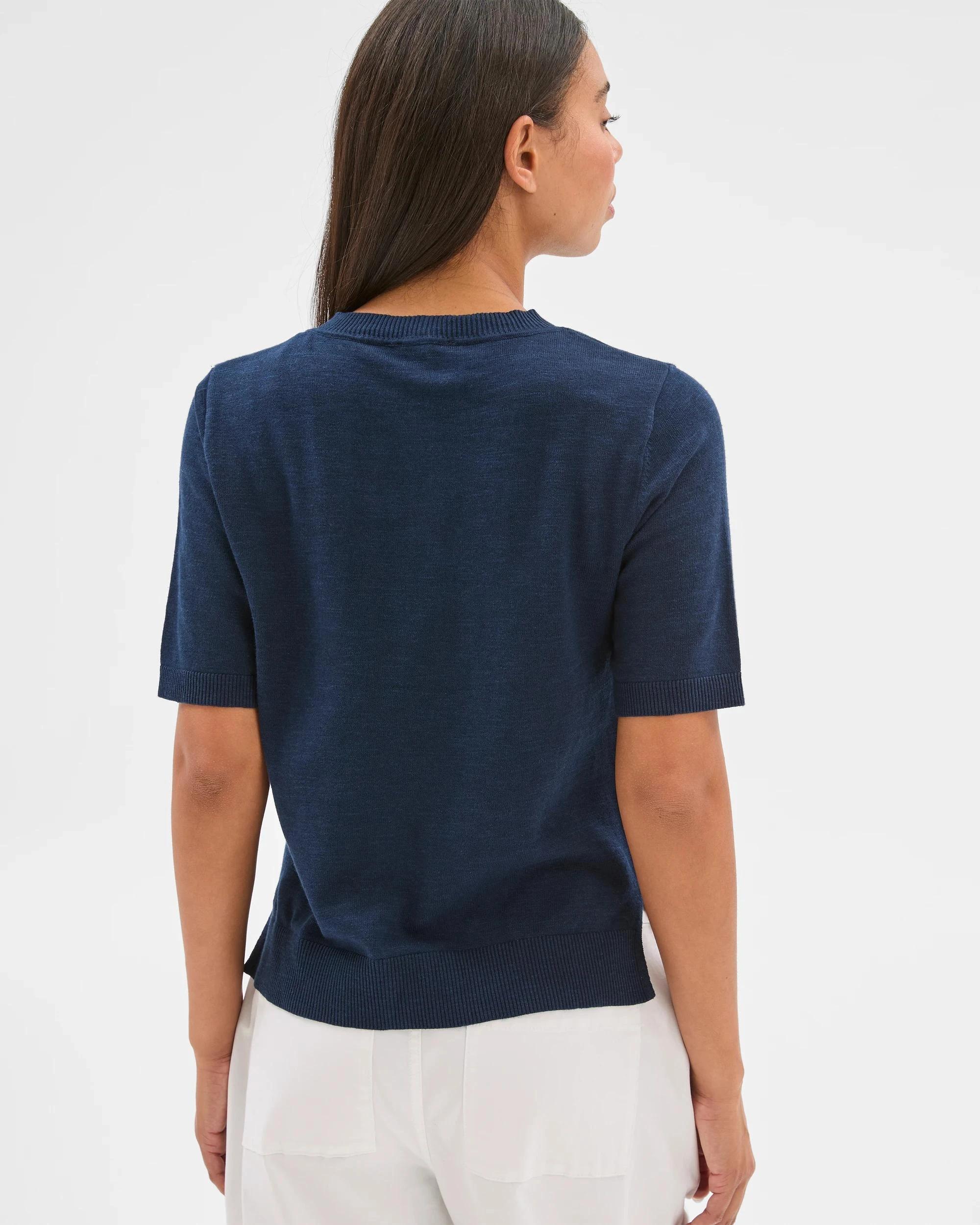 6 Target Australian Cotton/Linen Blend Knitted T-Shirt NAVY, 6 of 6