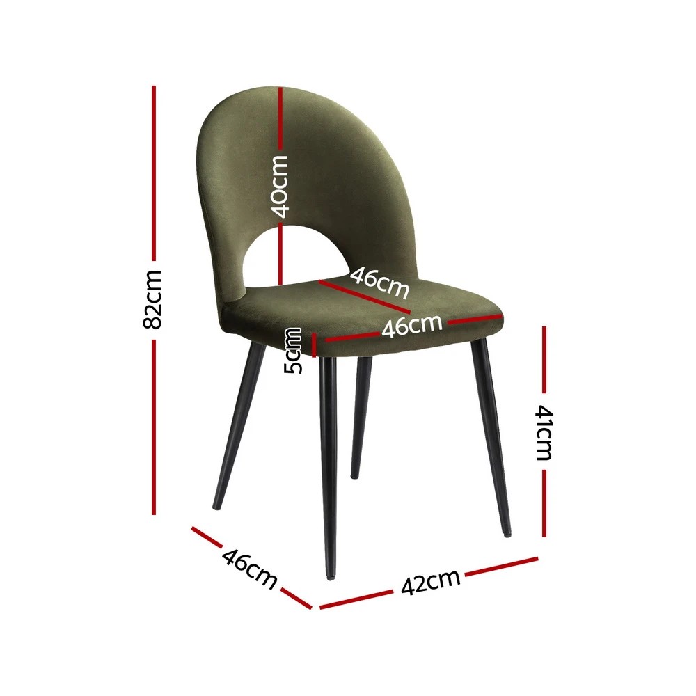 2 Artiss Dining Chairs Set of 4 Velvet Hollow Green - Green, 2 of 6