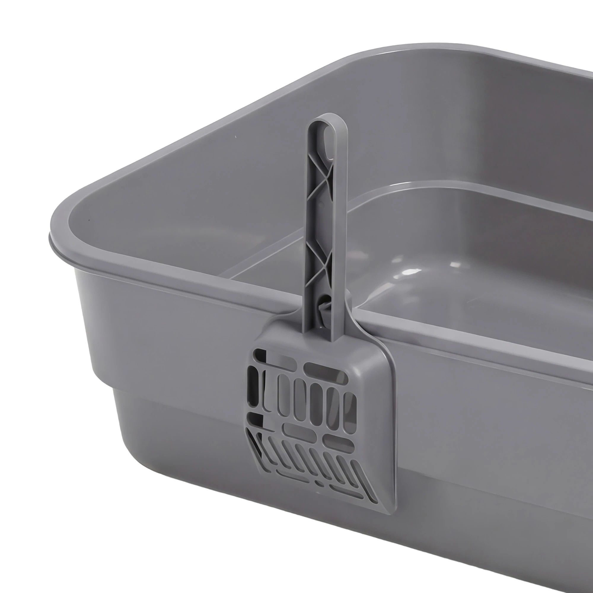 4 Pawz Large Cat Litter Box High Sided Open Top Cat Litter Tray 60cm Grey, 4 of 8