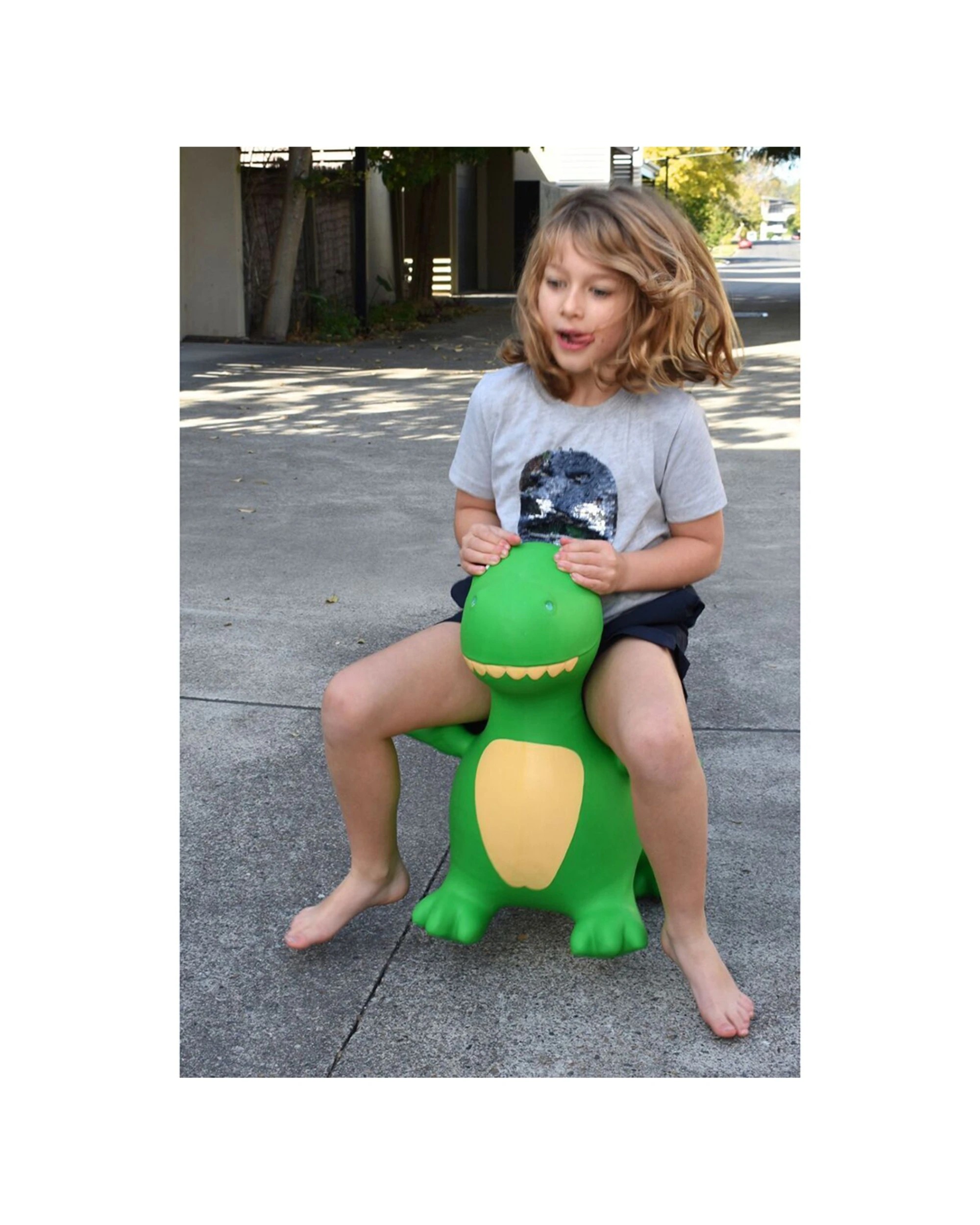 4 Kaper Kidz Bouncy Rider Zappy The T-rex Kids Ride On Bouncer Toy 12m Plus - Green, 4 of 4