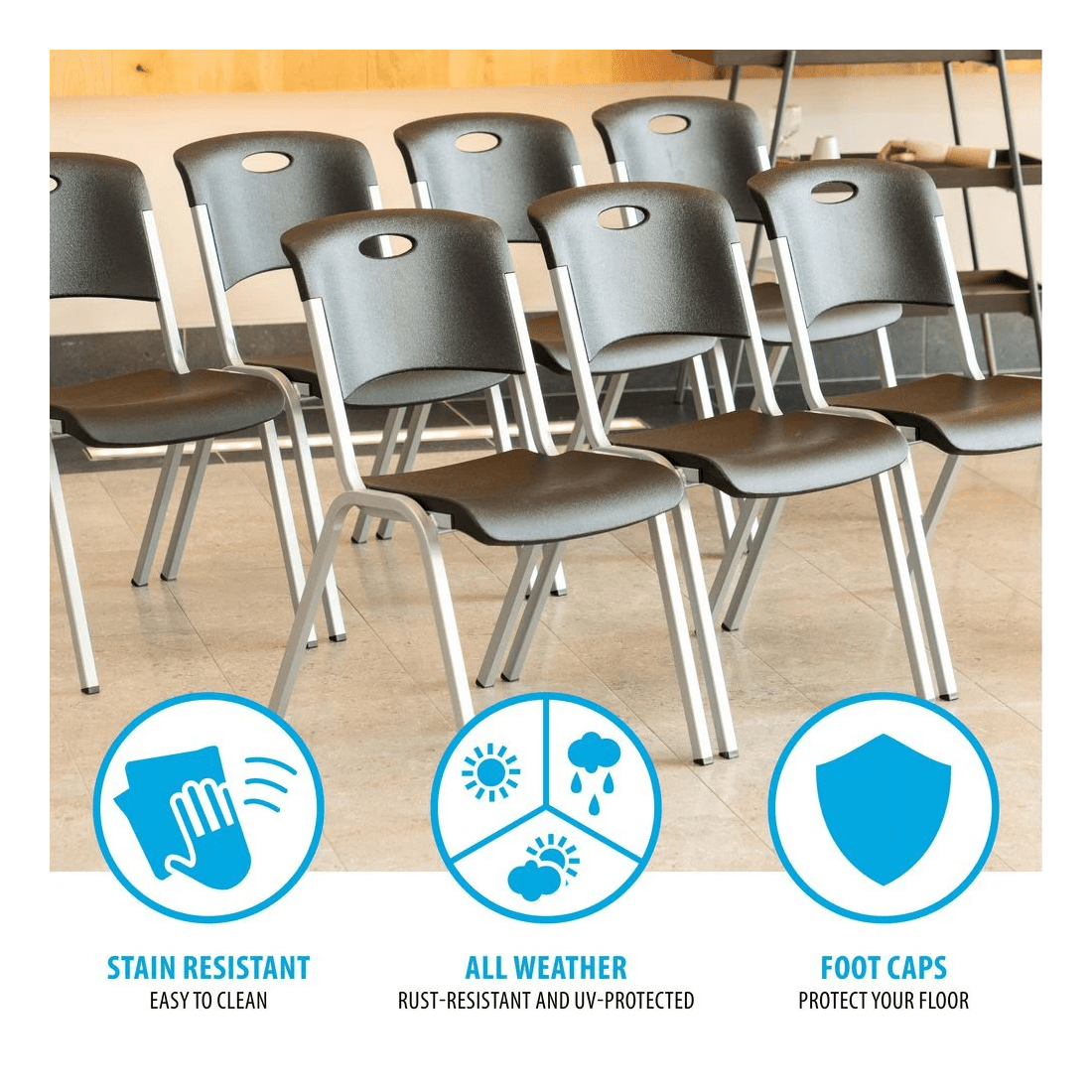 7 Lifetime Stacking Chair Black, 7 of 10