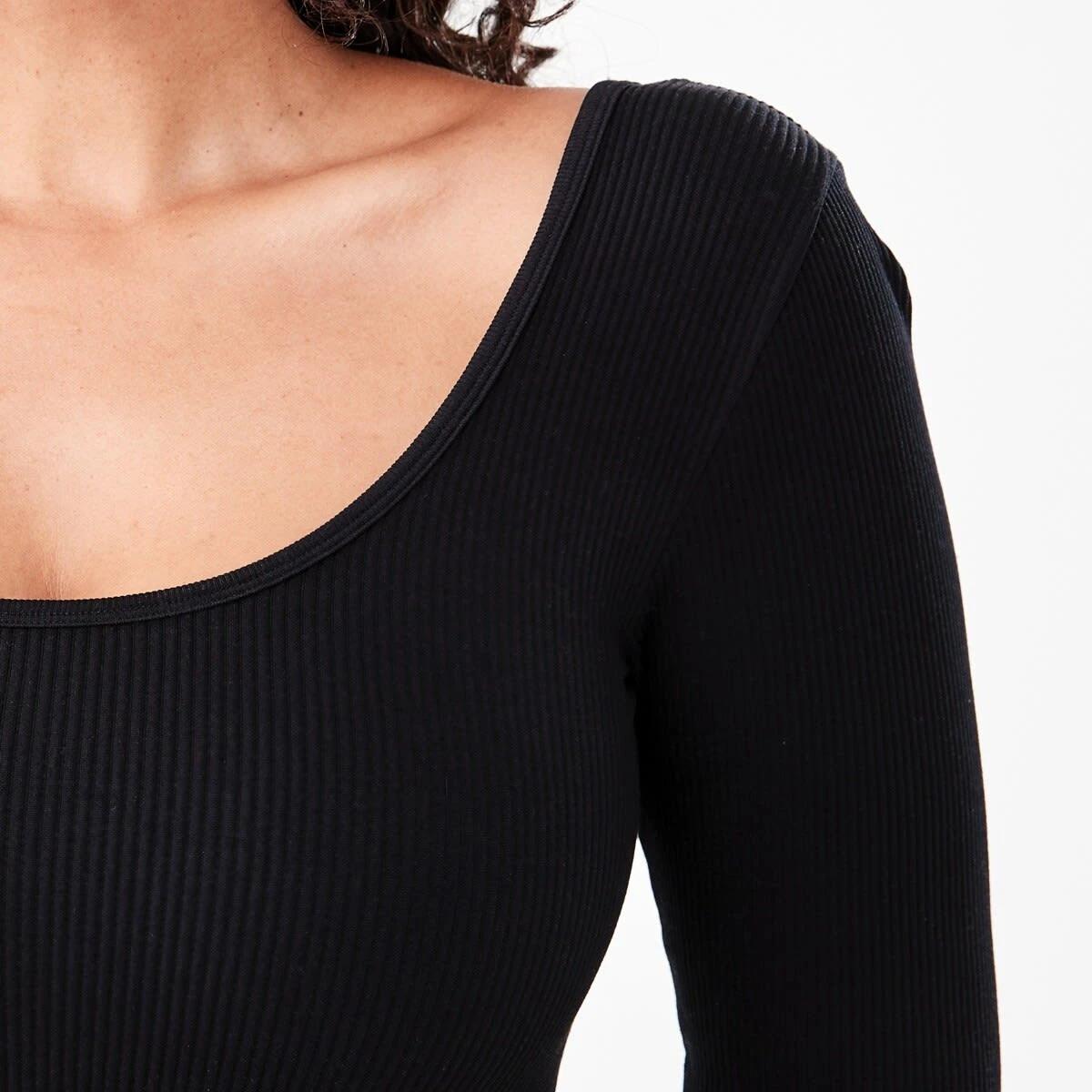 6 Long Sleeve Soft Rib Bodysuit Black, 6 of 7