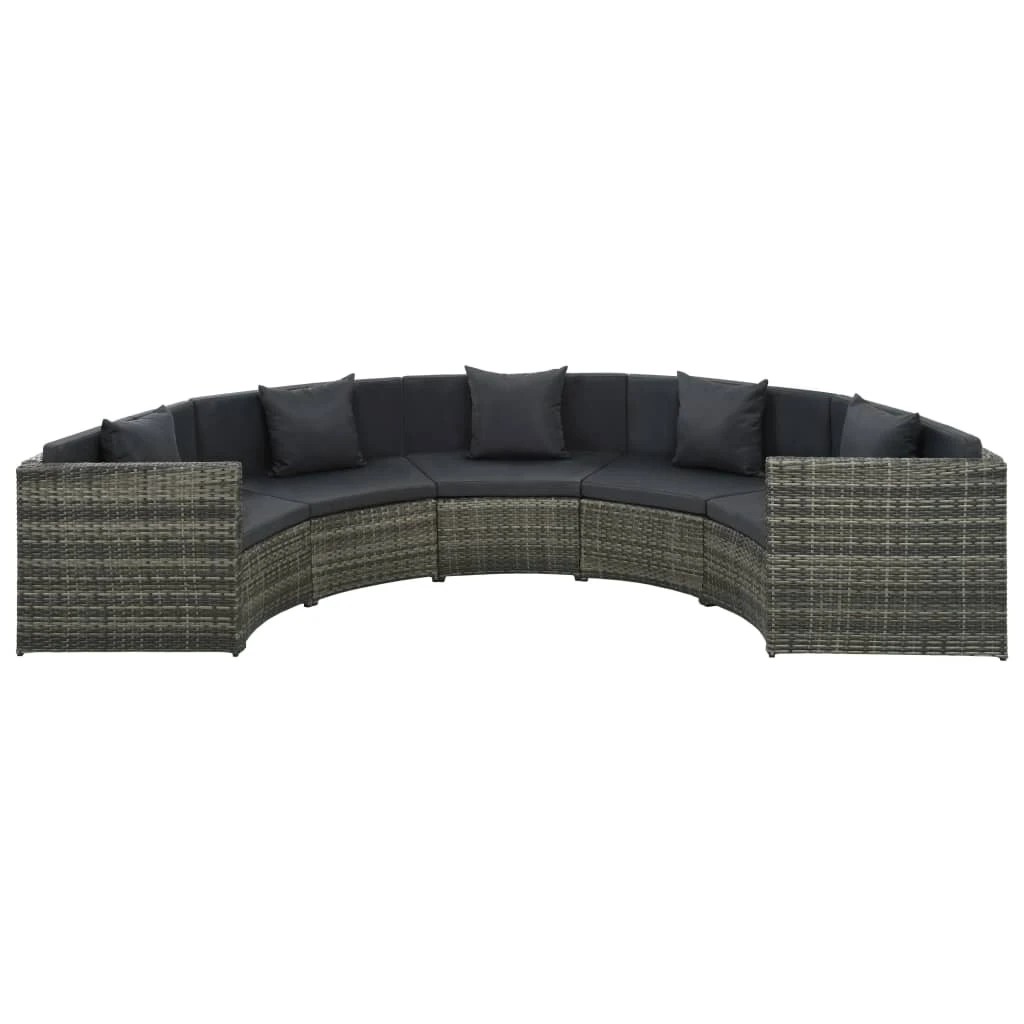 1 Vidaxl 7 Piece Garden Lounge Set With Cushions Poly Rattan - Grey, 1 of 7
