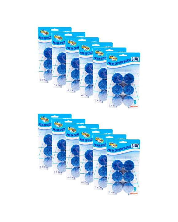 Clean Scene 12x 6pc Toilet Cistern Blocks Extra Fresh Cleaner 50g - Blue