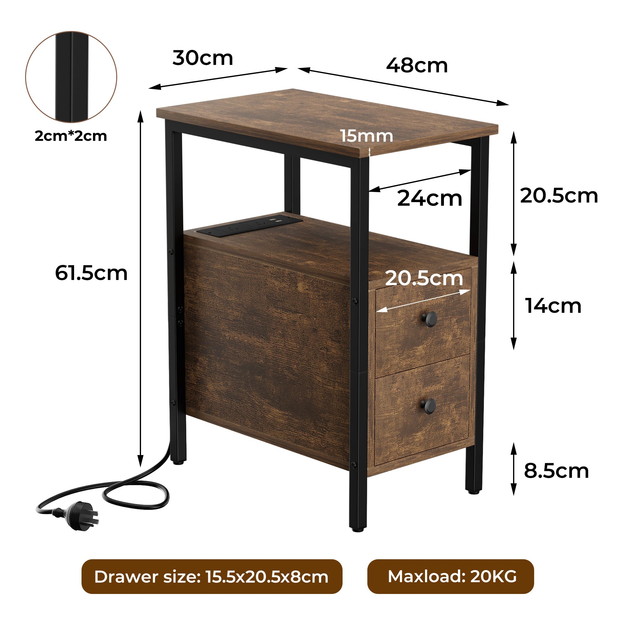 3 Levede Narrow Side Table - Brown, 3 of 9