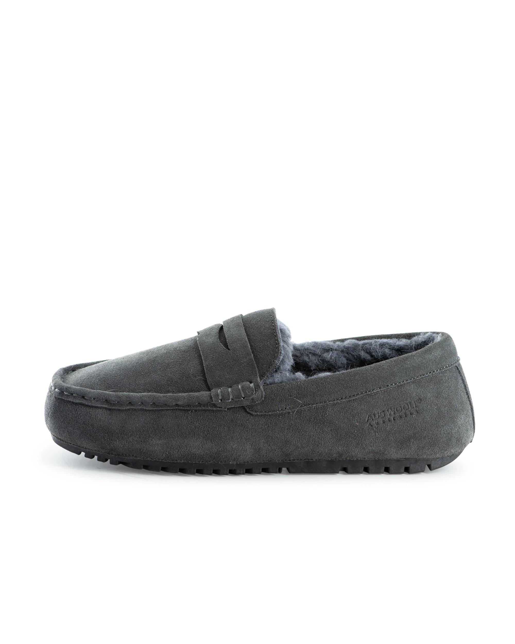 2 Aus Wooli Hand Stitched Unisex Sheepskin Moccasin - Terrigal GREY, 2 of 5