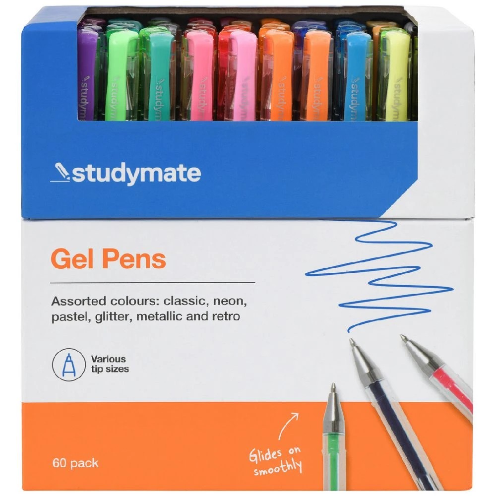 1 Studymate Capped Gel Pens Assorted 60 Pack, 1 of 6
