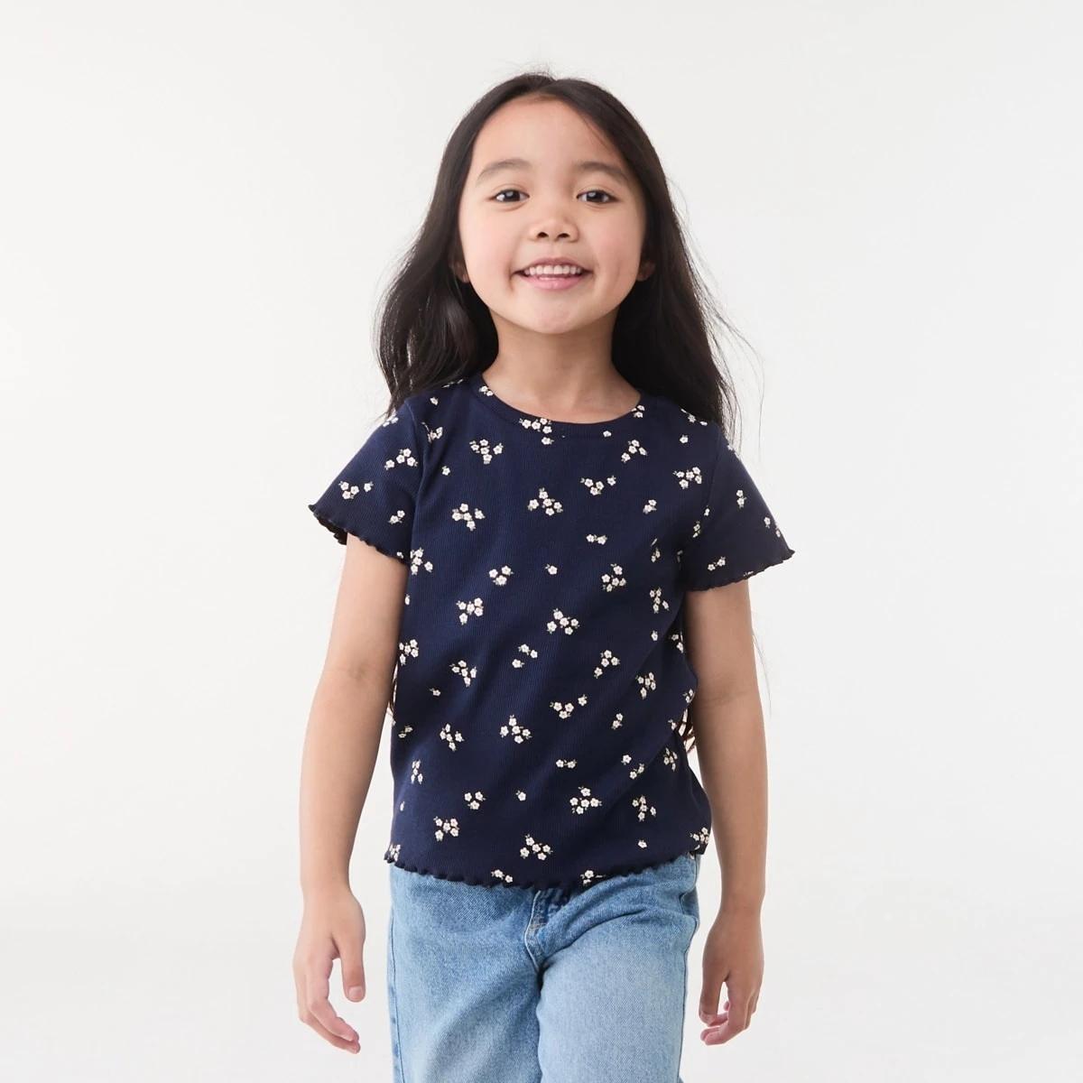 1 Short Sleeve Rib T-shirt FLORAL DITZY NAVY, 1 of 6