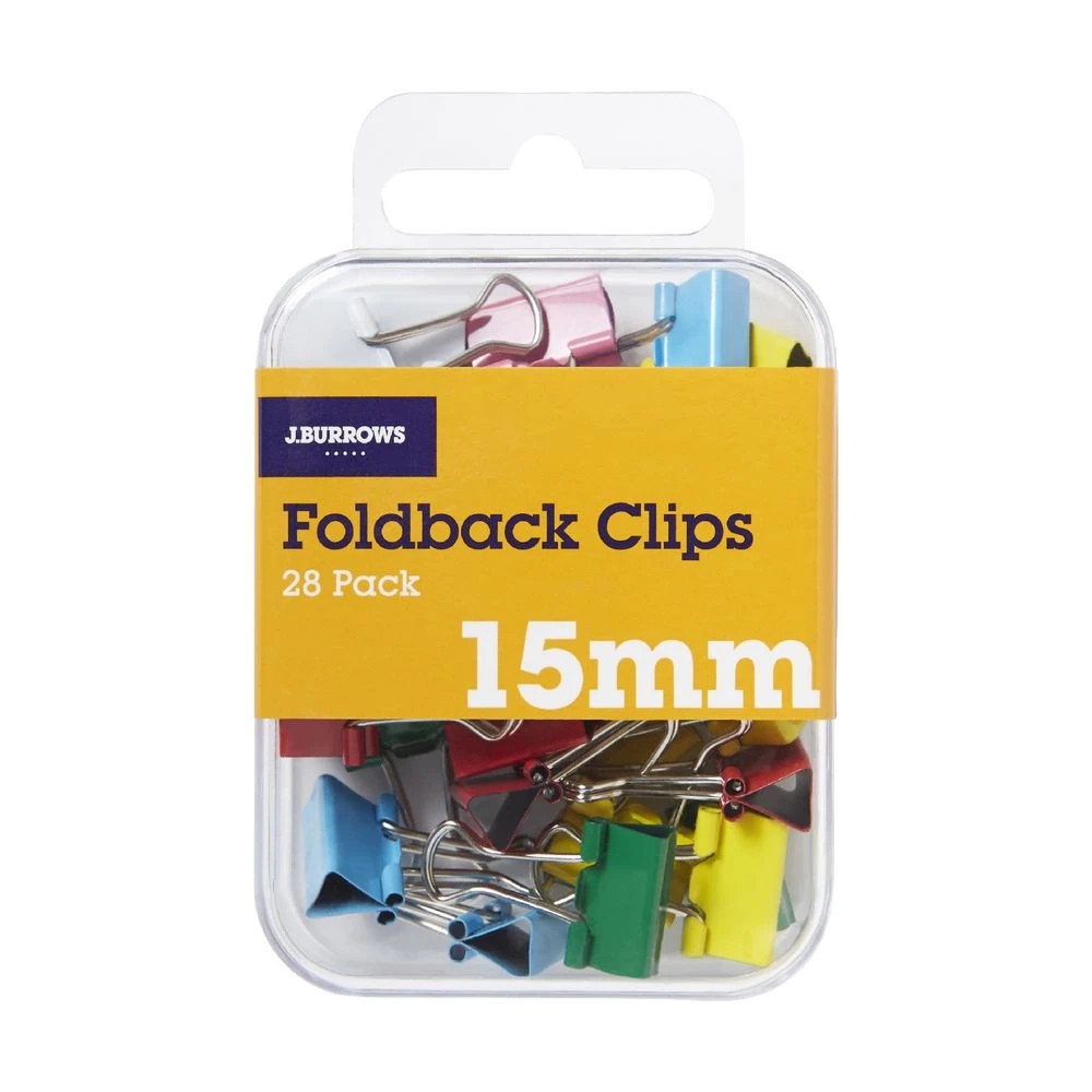 3 J.Burrows 15mm Foldback Clips Assorted 28 Pack, 3 of 3