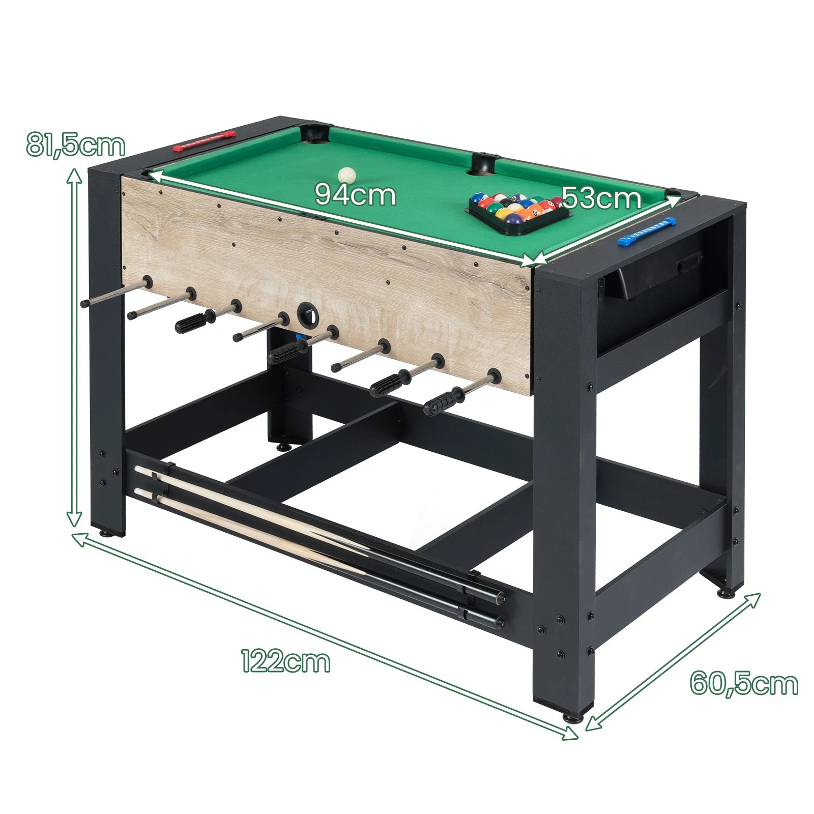 2 Costway 122cm 2in1 Swivel Game Table Foosball & Pool Table Arcade Table w/Legs, 2 of 2