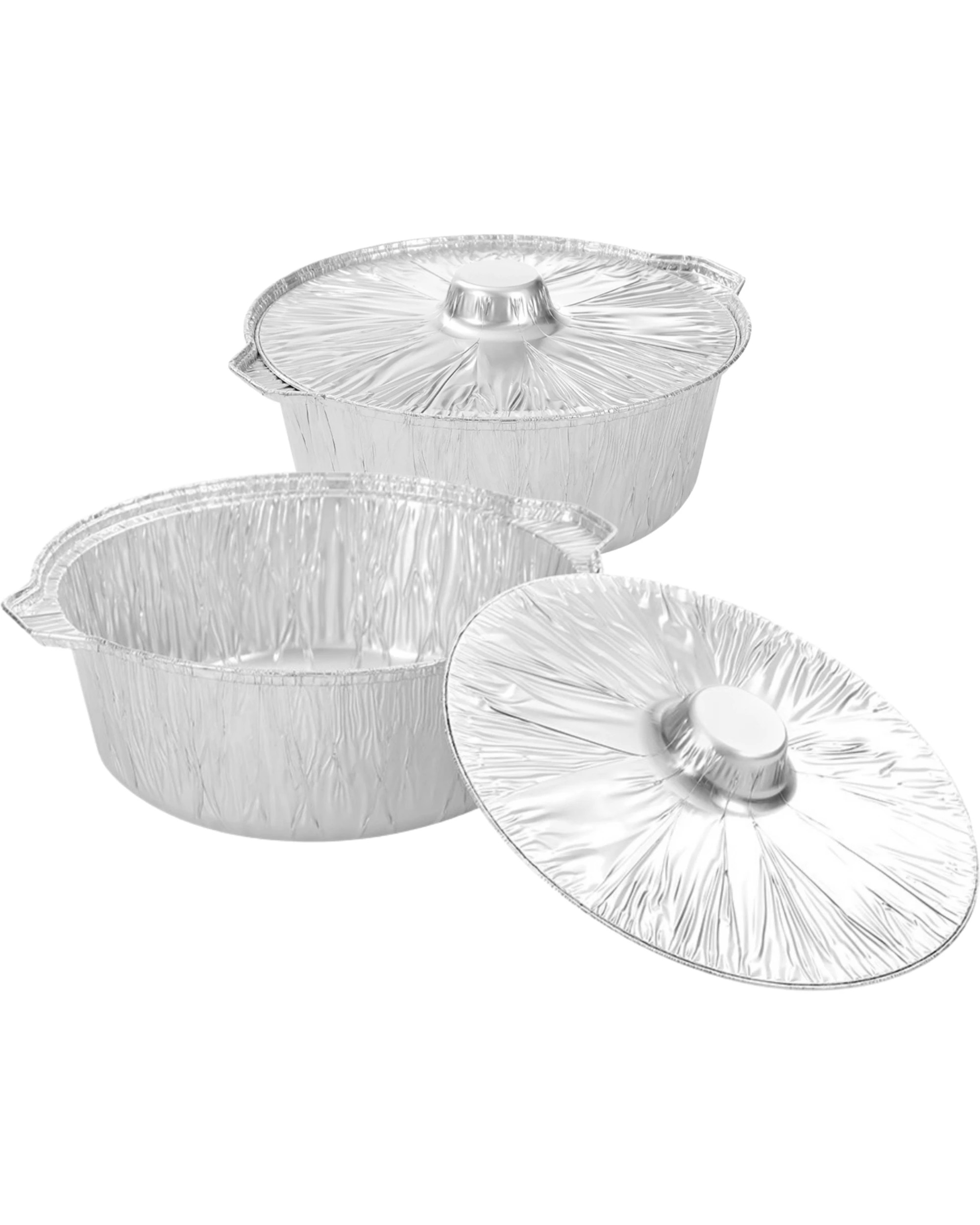 1 United Living Foil BBQ Pot With Lid 34cm Pack of 2 - Silver, 1 of 3