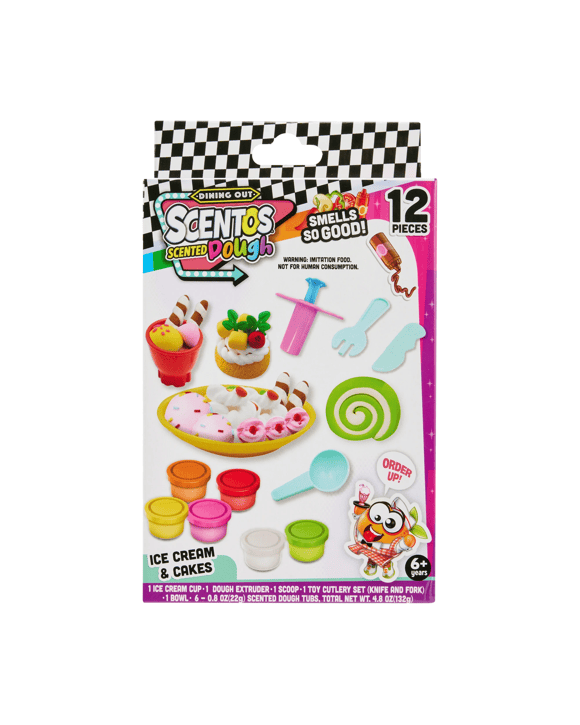 12 Piece Scentos Scented Dough Dining Out Set - Ice Cream and Cakes