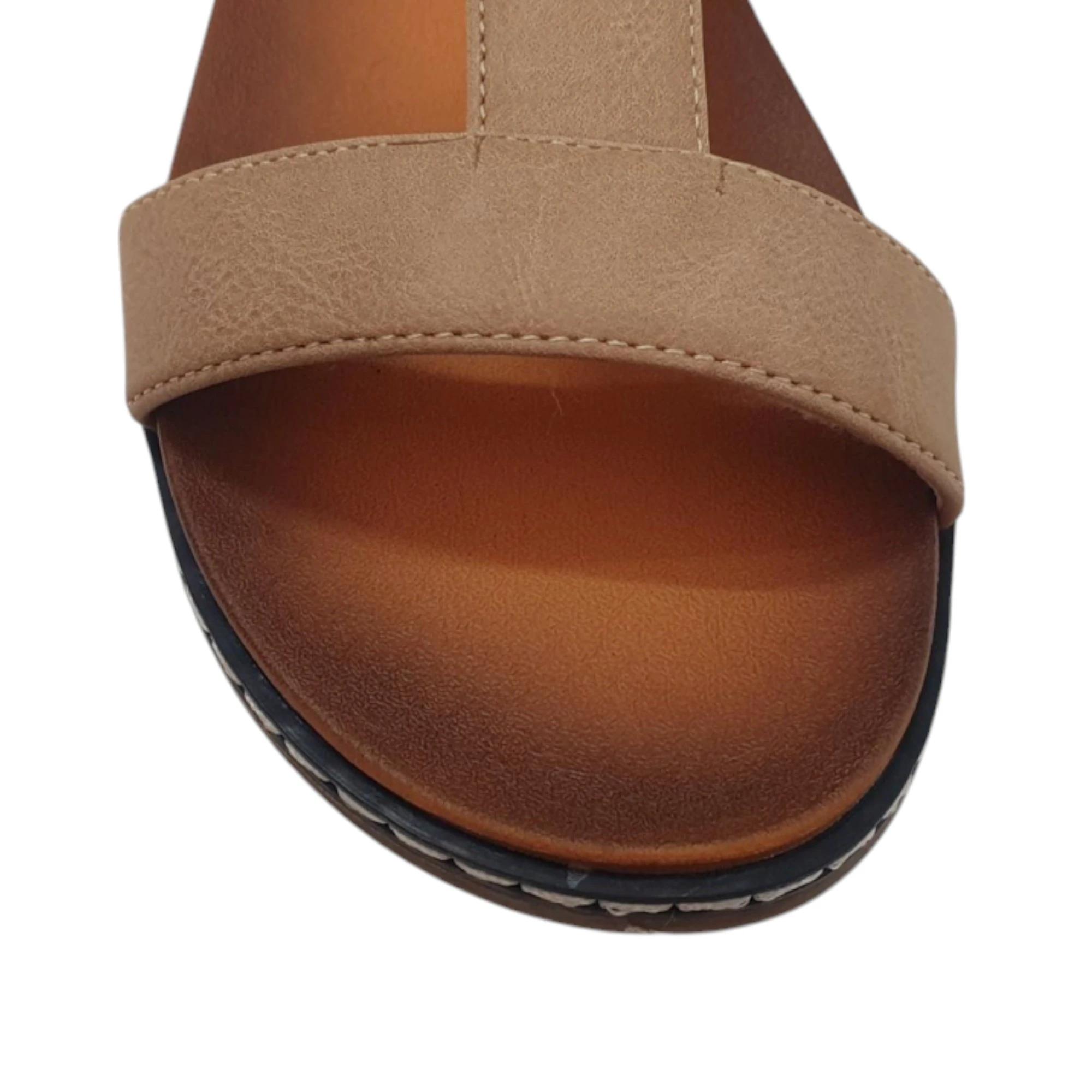3 Grosby Womens Claudia Sandals Tan Beige Sandals Open Toe Sandal Summer Shoes TAN, 3 of 3