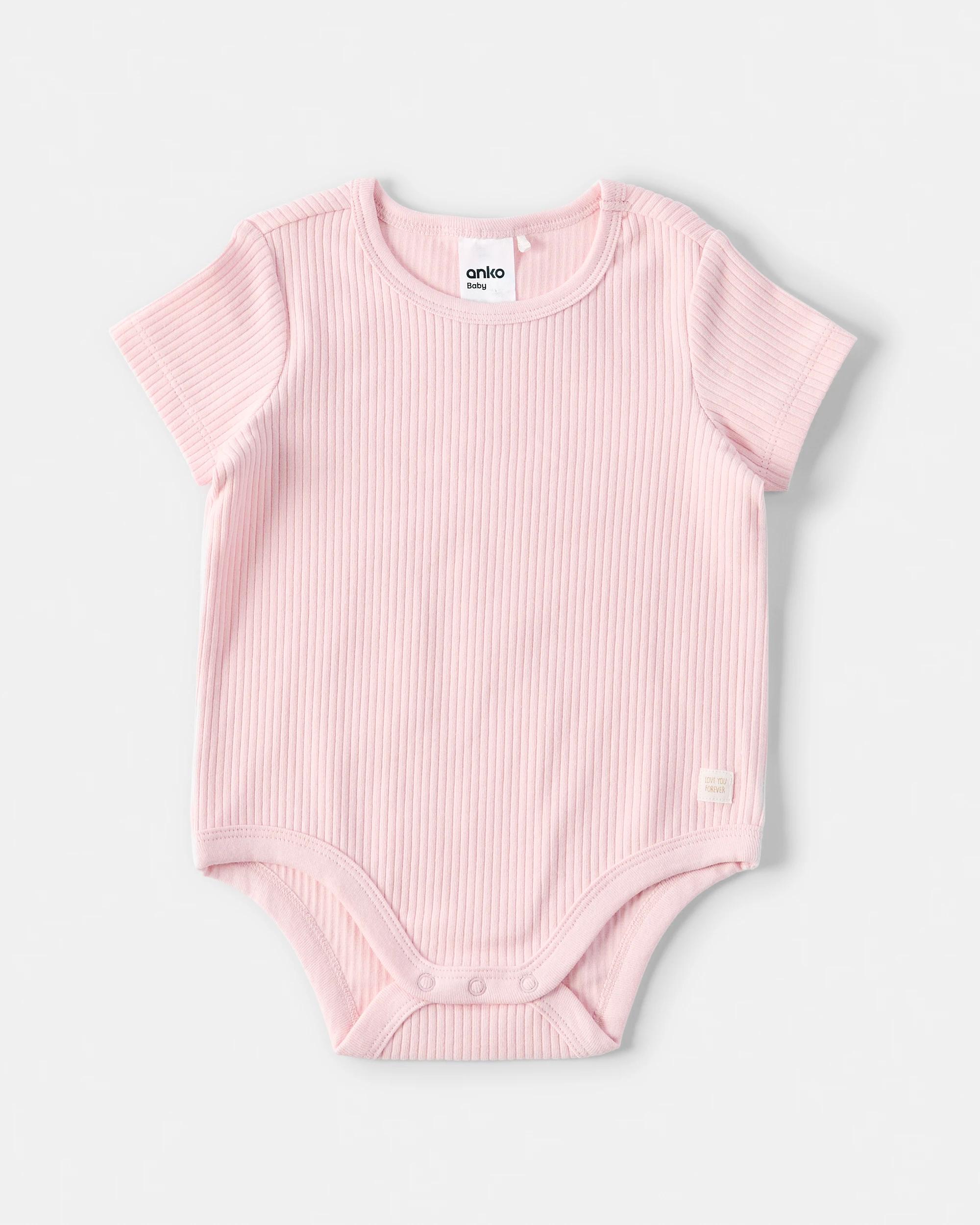 5 3 Pack Cotton Short Sleeve Rib Bodysuits Pnk Mpack, 5 of 8