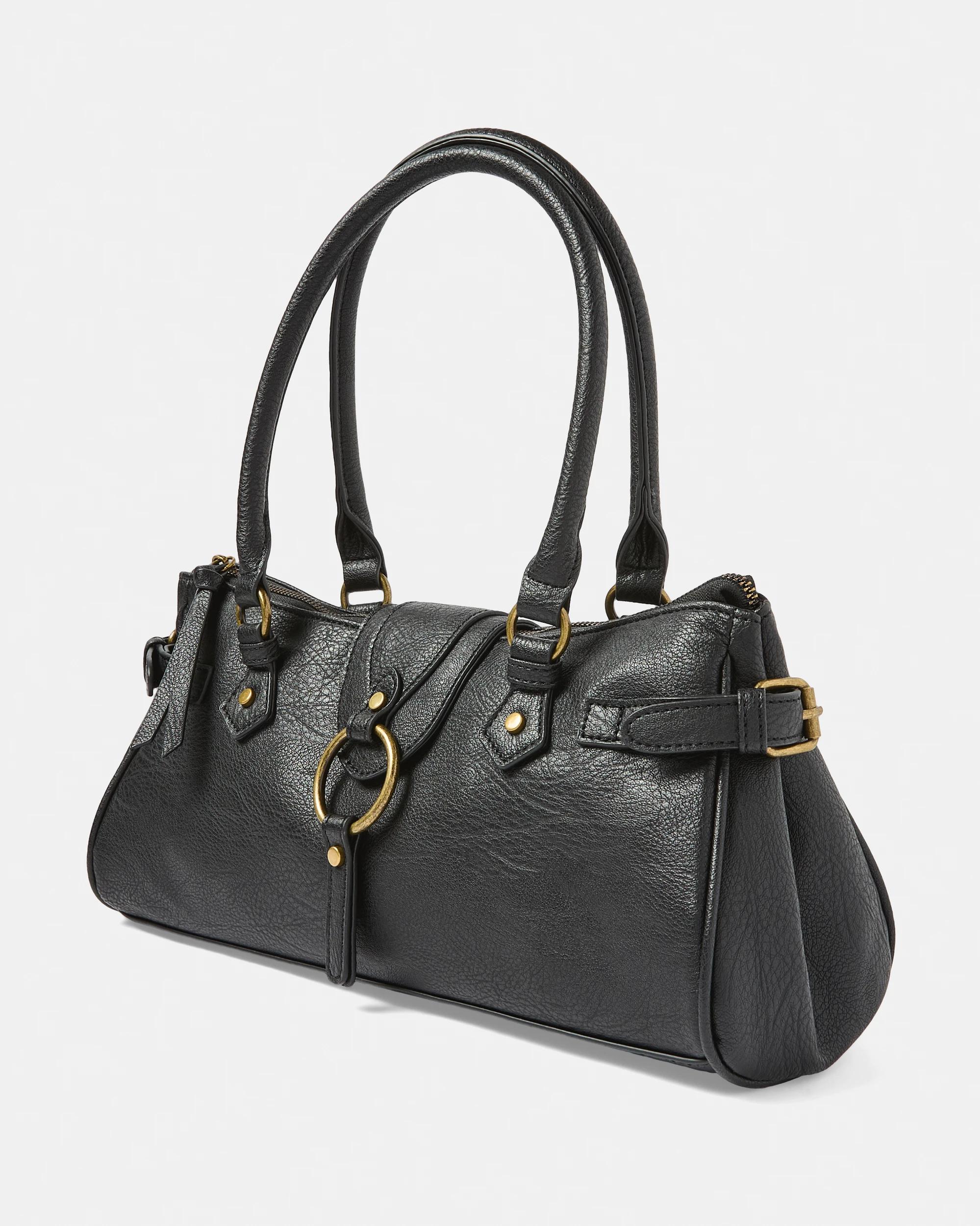 2 Buckle Shoulder Bag Black, 2 of 7