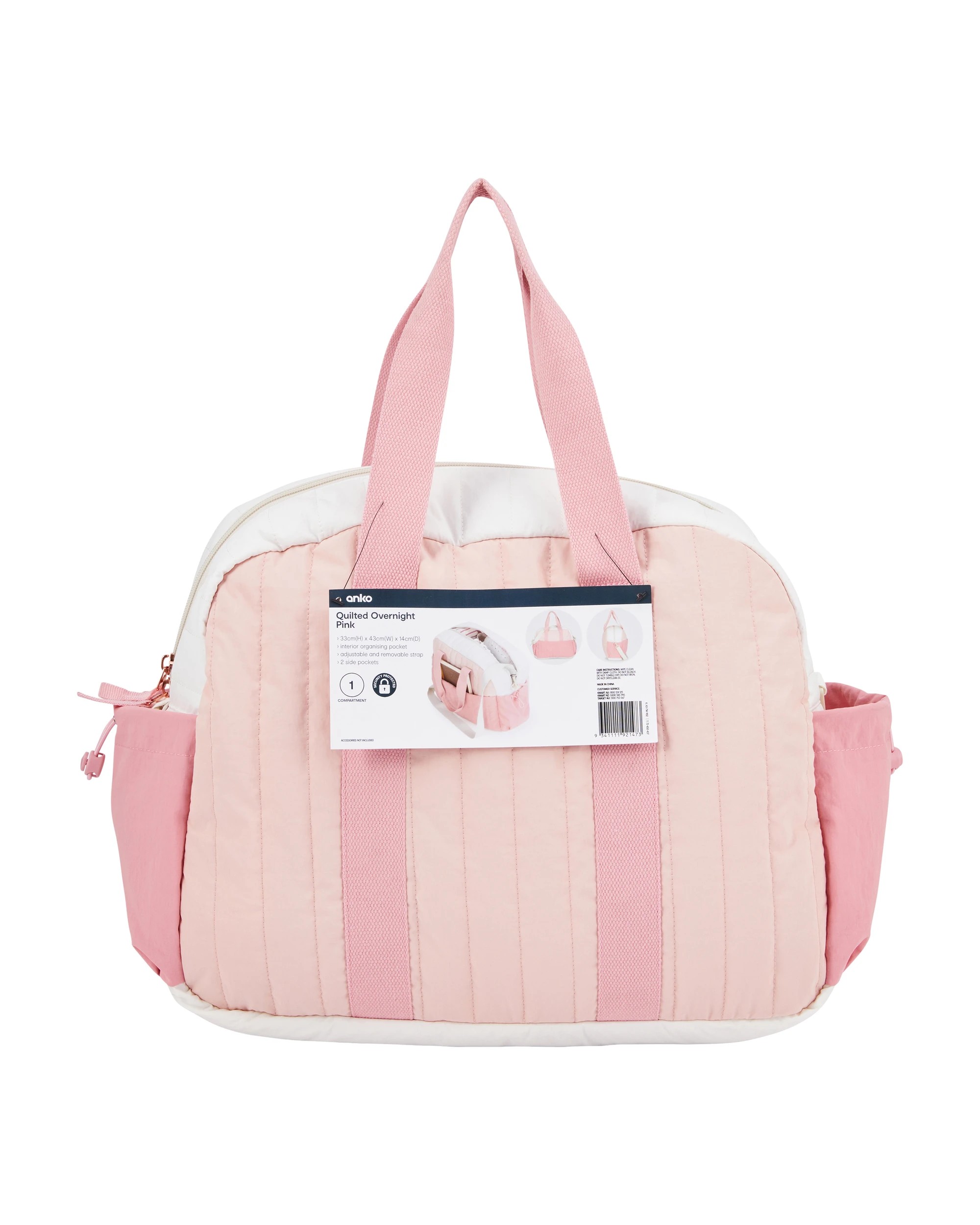 5 Quilted Overnight Bag - Pink, 5 of 5