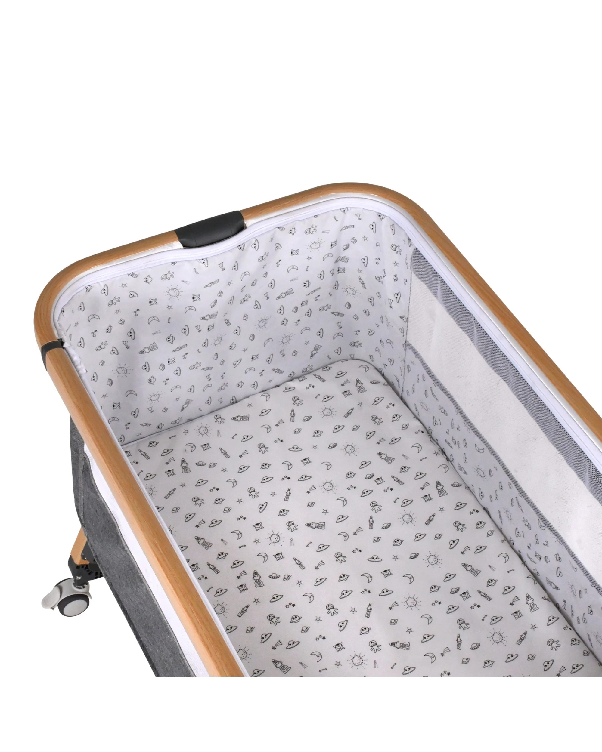 7 Advwin 3 in 1 Baby Bassinets  Bedside Crib with Mattress Grey & Wood Grain, 7 of 9