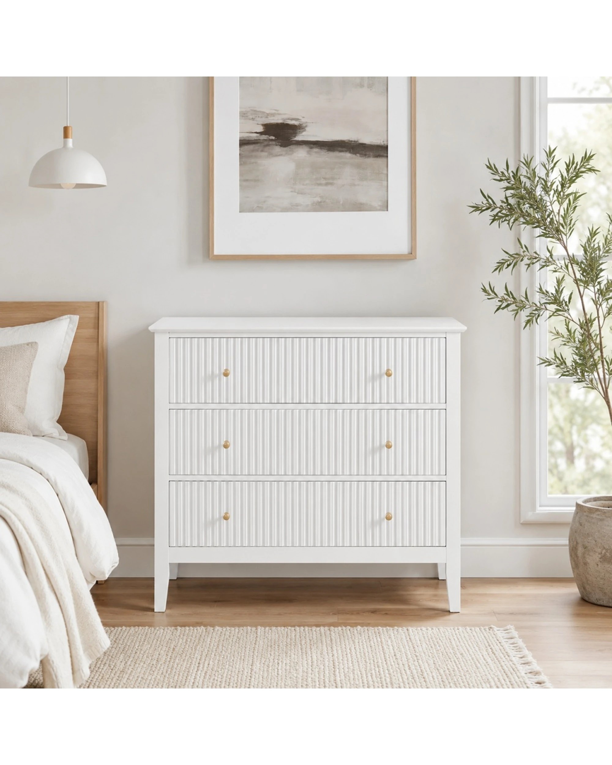 2 Alpine Bay Zara Fluted 3 drawer chest - White, 2 of 7