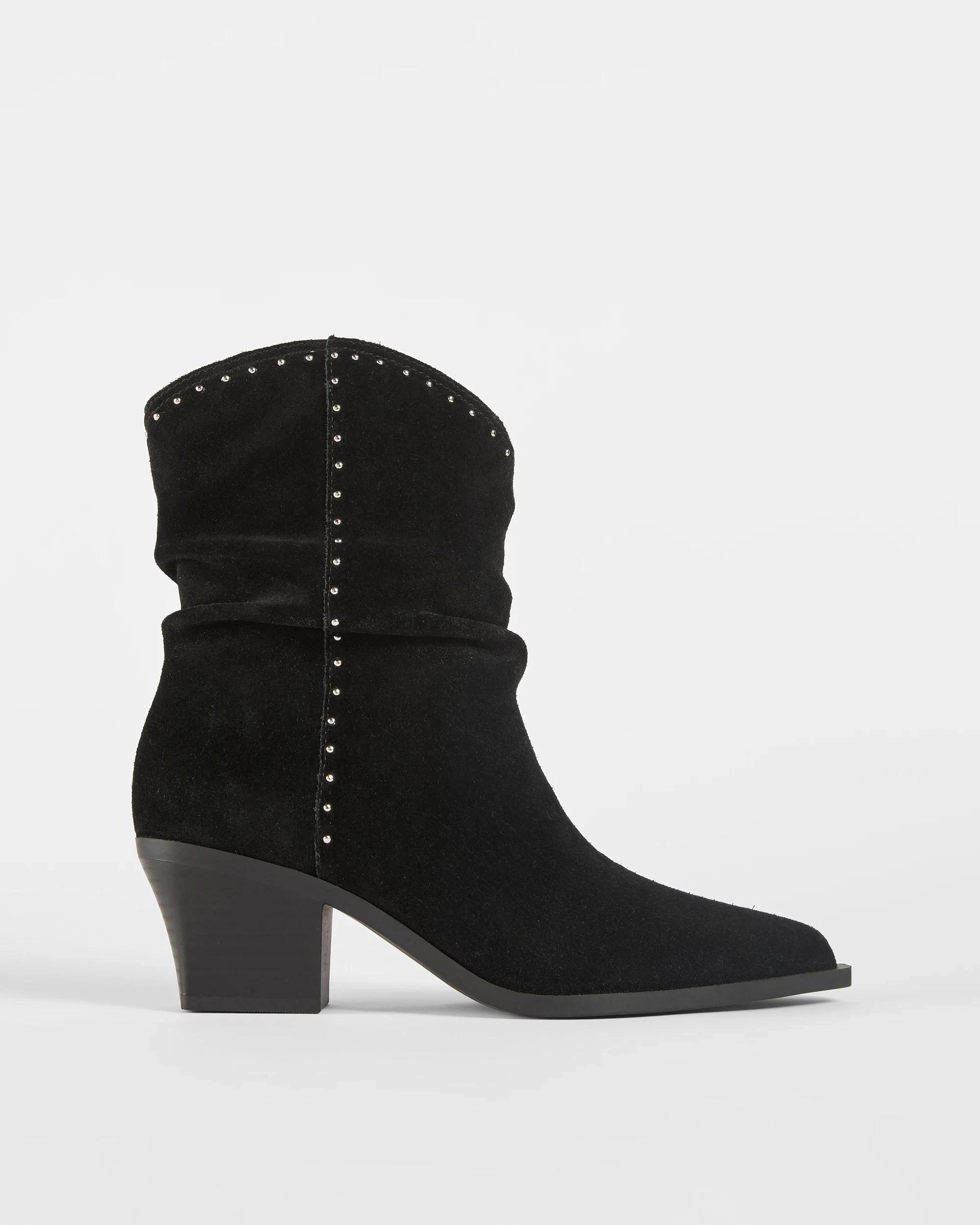 1 Target Woman Genuine Suede Leather Studded Ankle Boot - Tayla BLACK SUEDE, 1 of 3