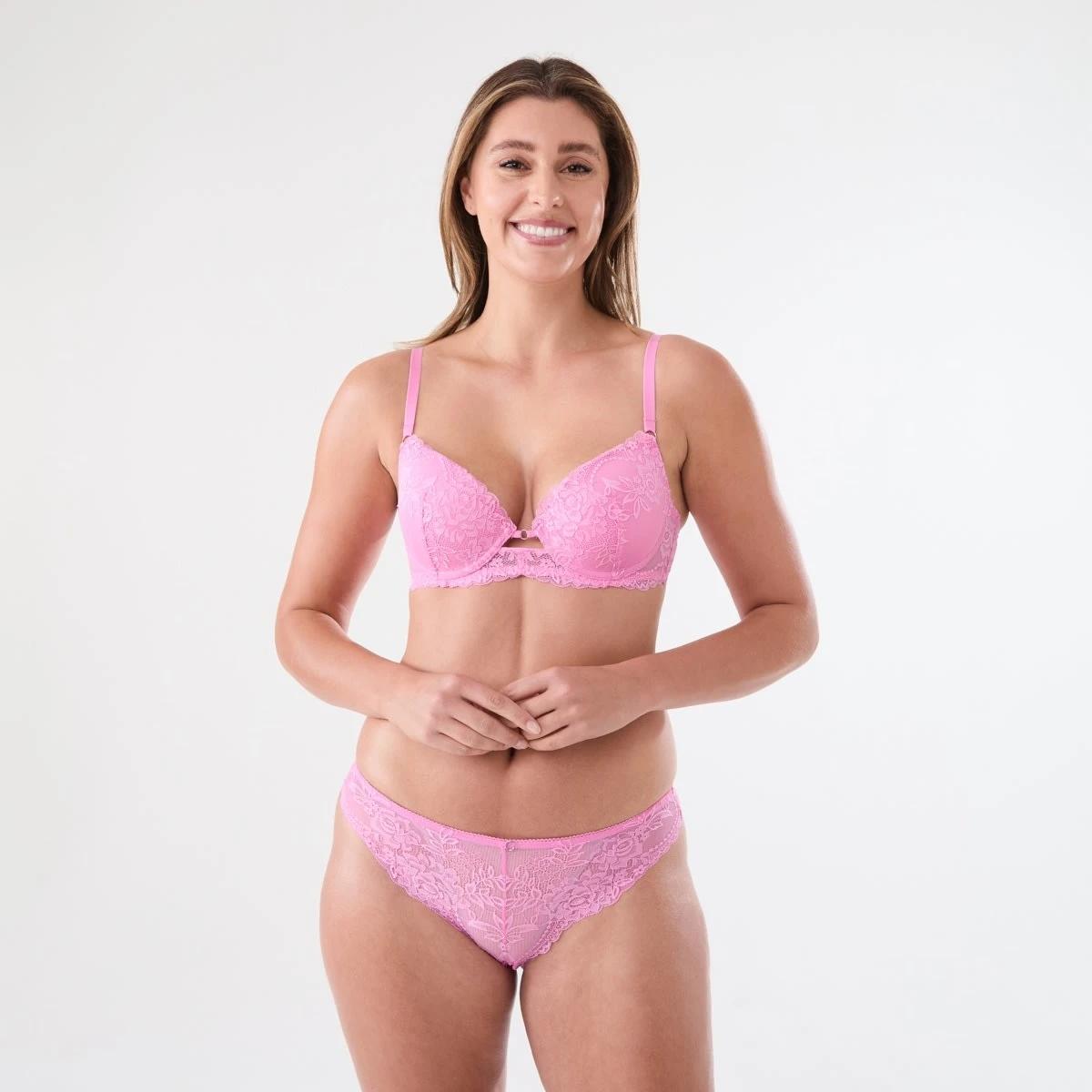 4 Co-ordinated Lace Cheeky Bikini Briefs BEGONIA PINK, 4 of 4