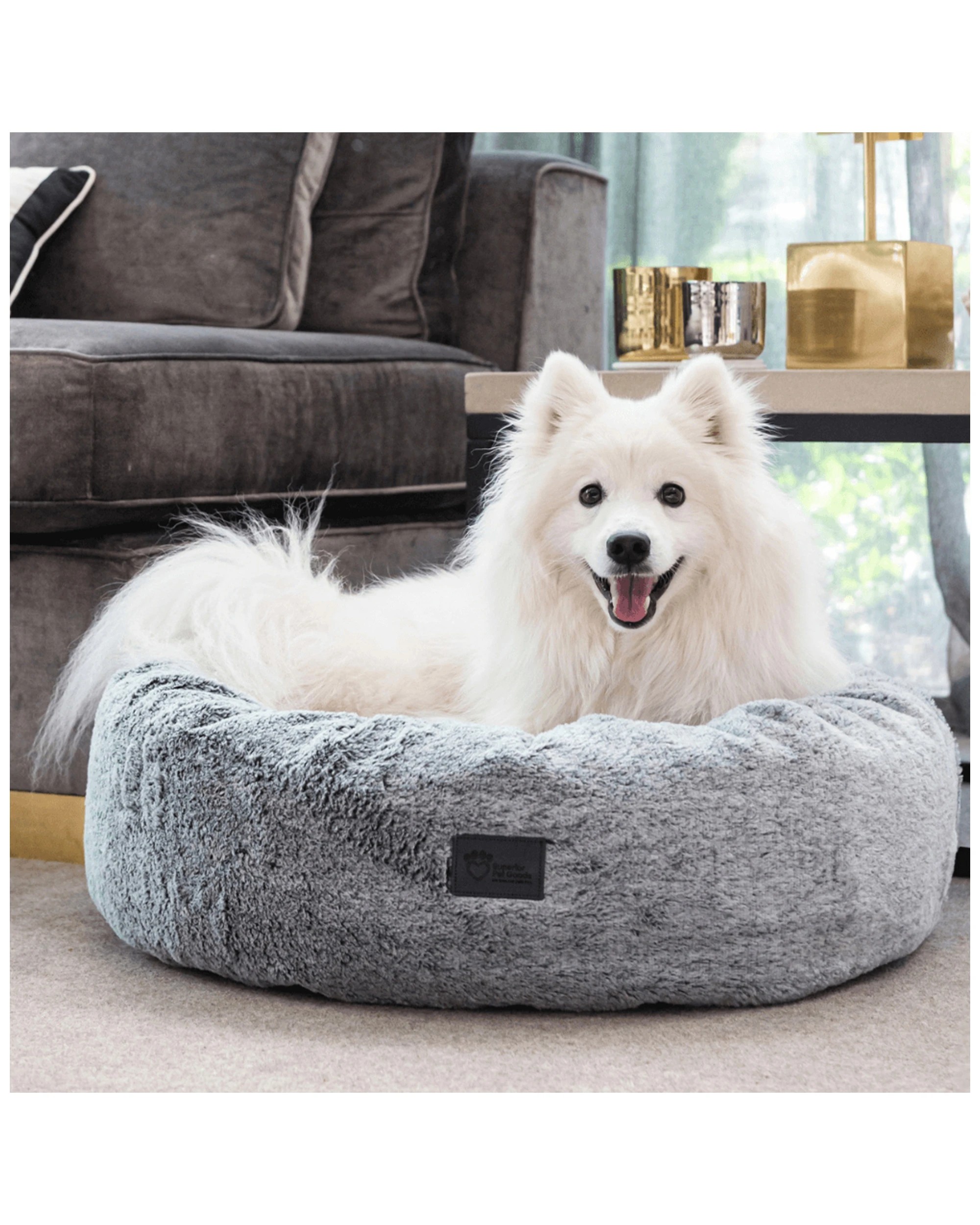 4 SUPERIOR PET GOODS Harley Dog Bed Artic Faux Fur Small 40 Cm Machine Washable - Grey, 4 of 6