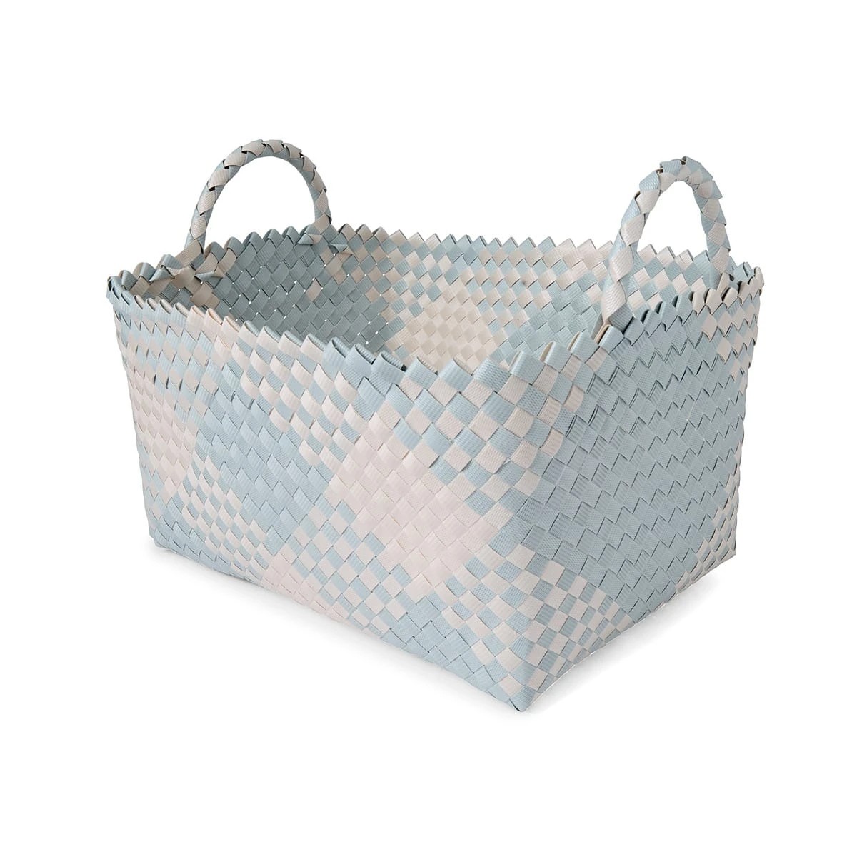 2 Rectangle Check Plastic Basket - Blue, 2 of 7