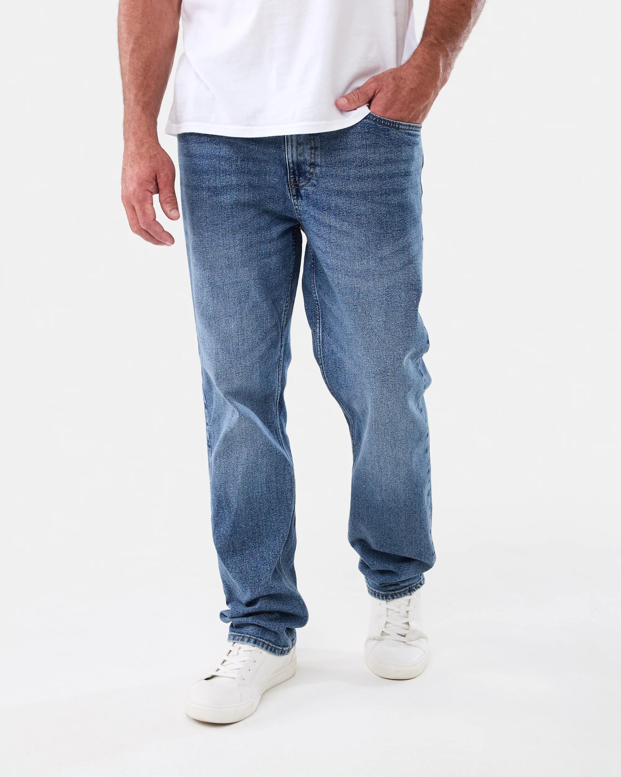 1 Straight Stretch Jeans Mid Wash, 1 of 6