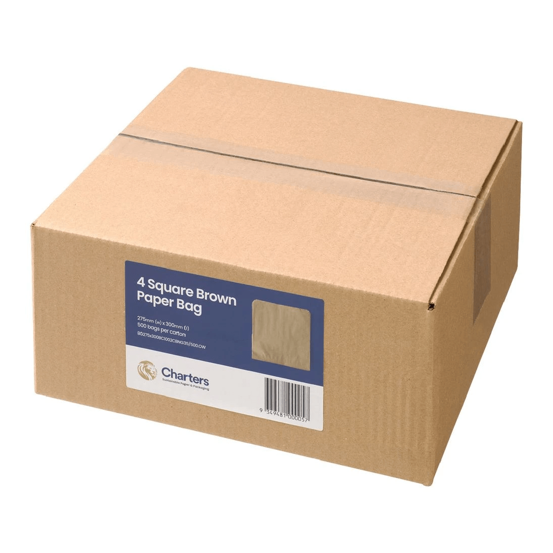 1 4 Square Paper Bags 275x300mm Brown 500 Pack, 1 of 3