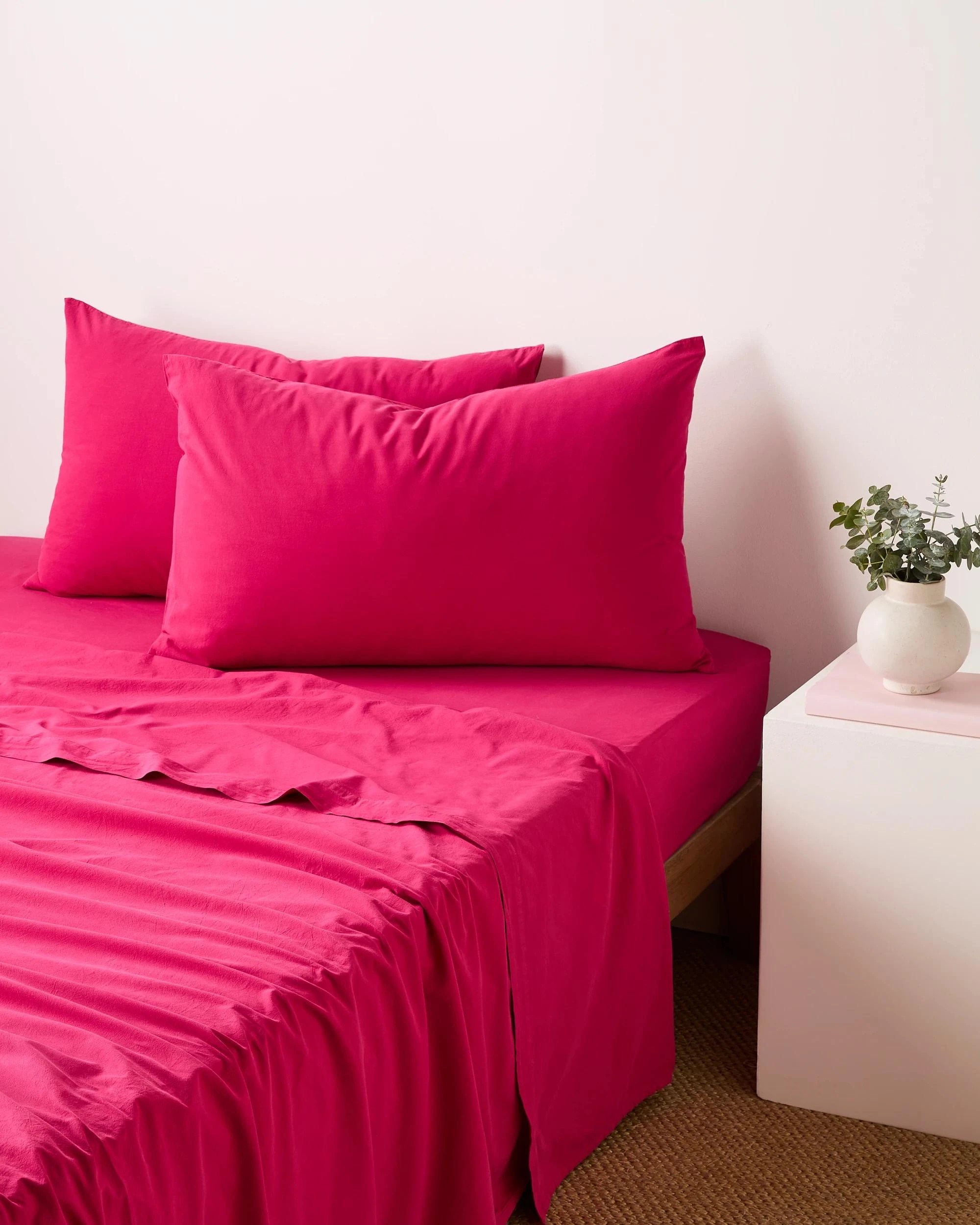 1 Arlo Cotton Stonewash Sheet Set - Queen Bed - Pink, 1 of 1