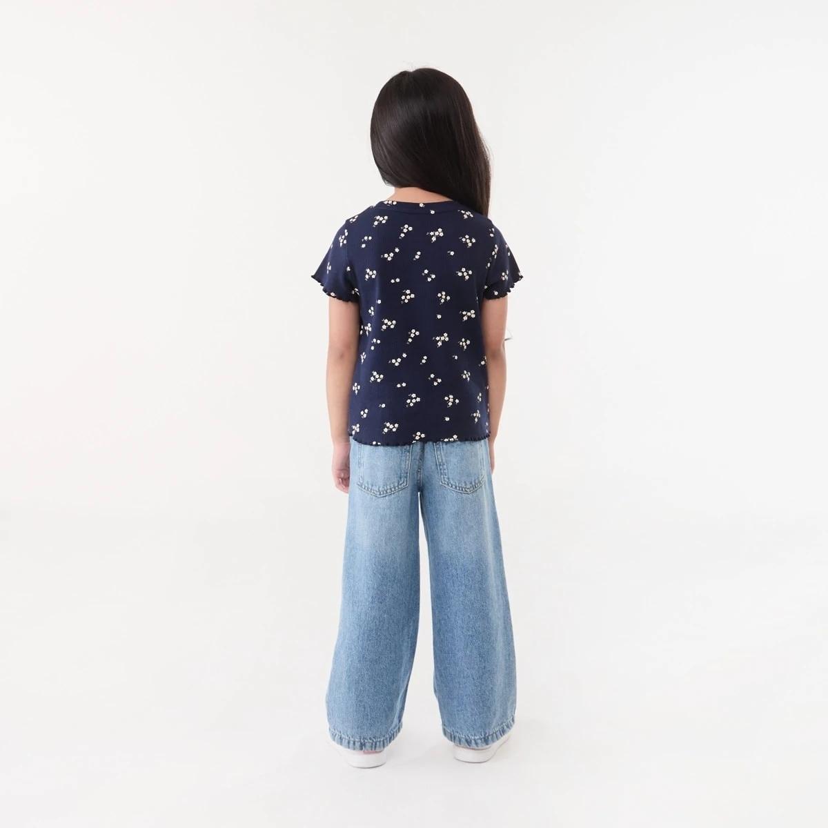 6 Short Sleeve Rib T-shirt FLORAL DITZY NAVY, 6 of 6