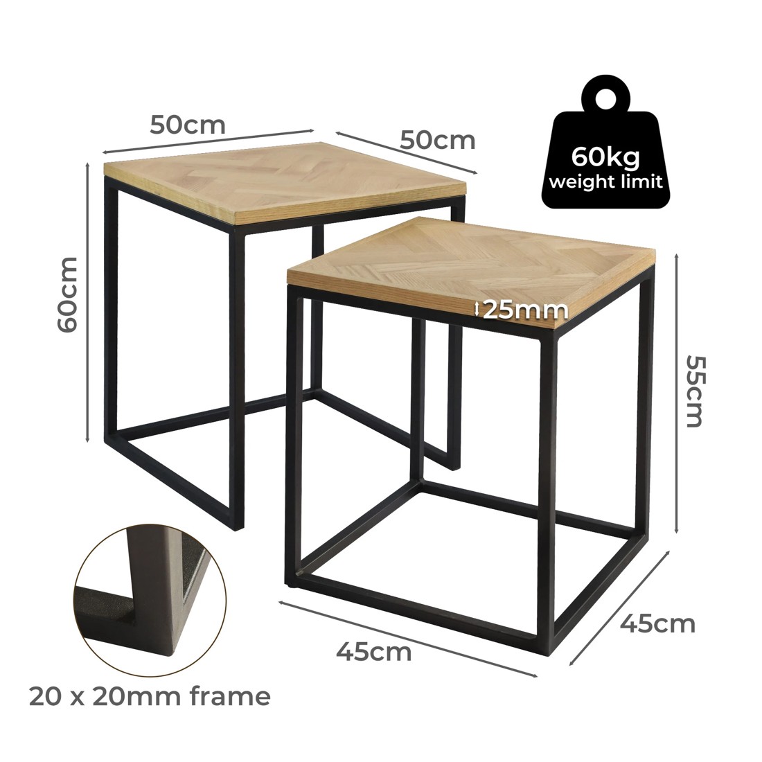 2 Levede Set Of 2 Square Side Table, 2 of 3